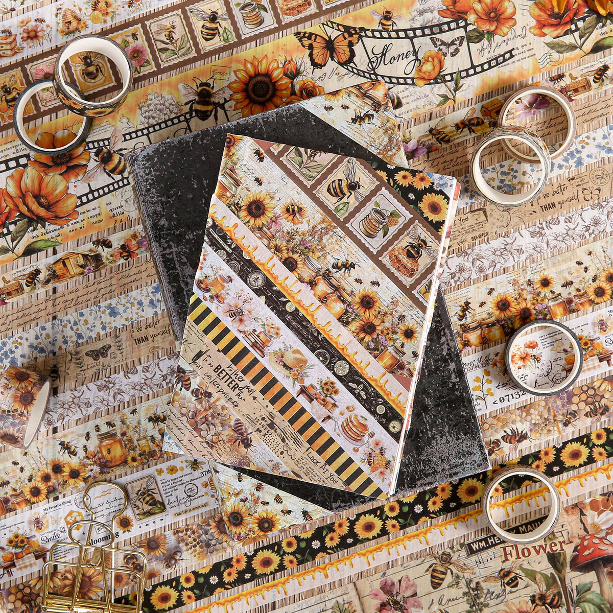 Washi Tape Set 20 Rolls - Vintage Bee Floral Butterfly Botanical Washi Tape Kit, Cute Retro