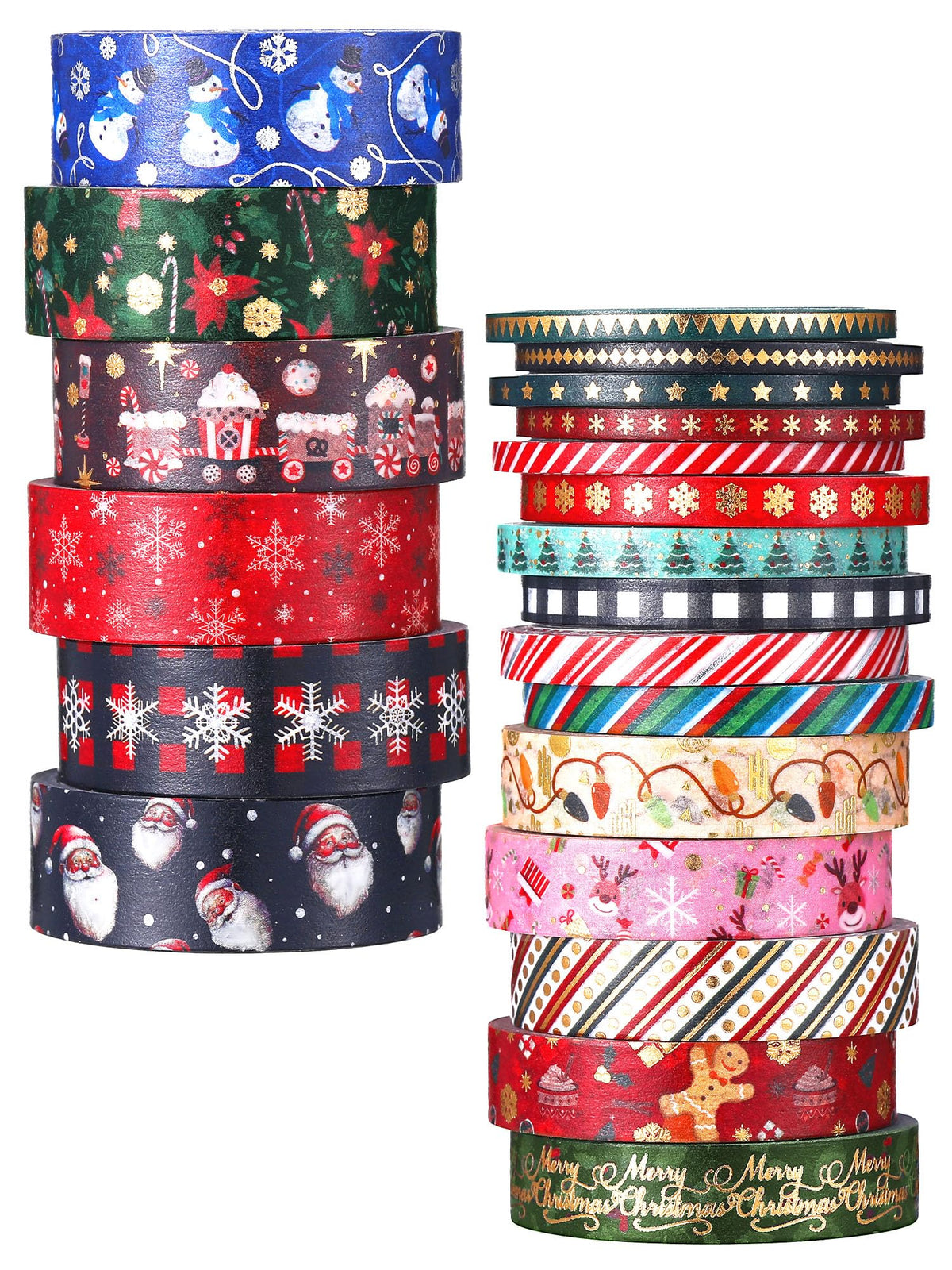 Outus 21 Rolls Christmas Gold Foil Holiday Washi Tape Decorative, Classic