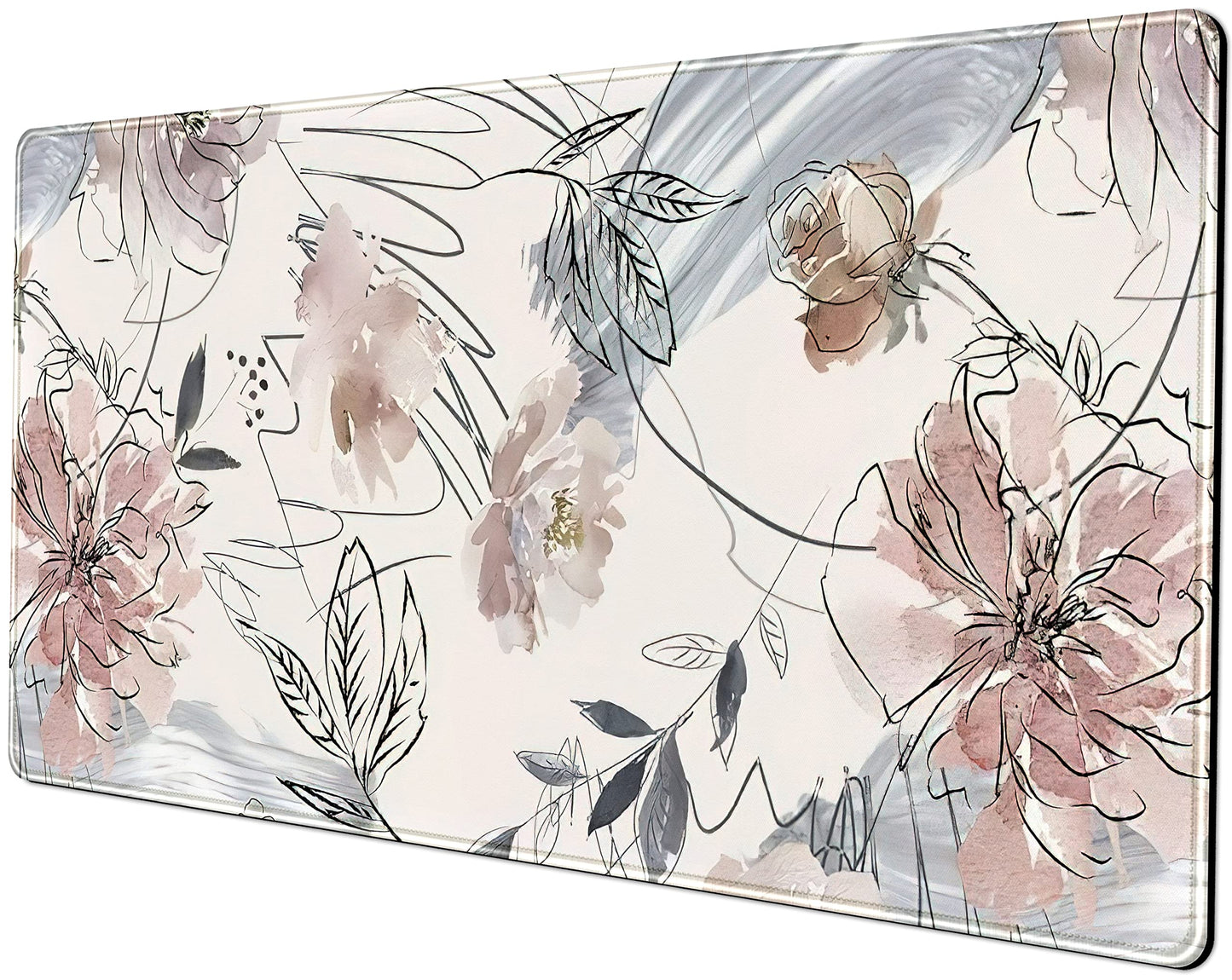 Desk Mat, Abstraction Hand Painted Flowers Extended Gaming Mouse Pad (31.5x15.75 in), Cute Large