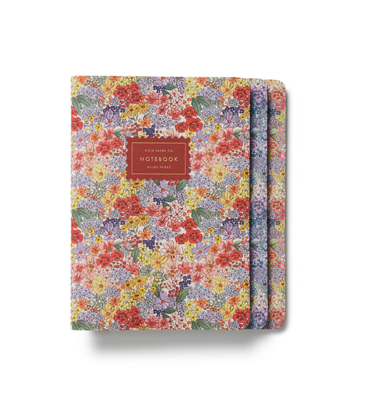 RIFLE PAPER CO. Mimi Stitched Notebook Set, 3 Full-Color Notebooks