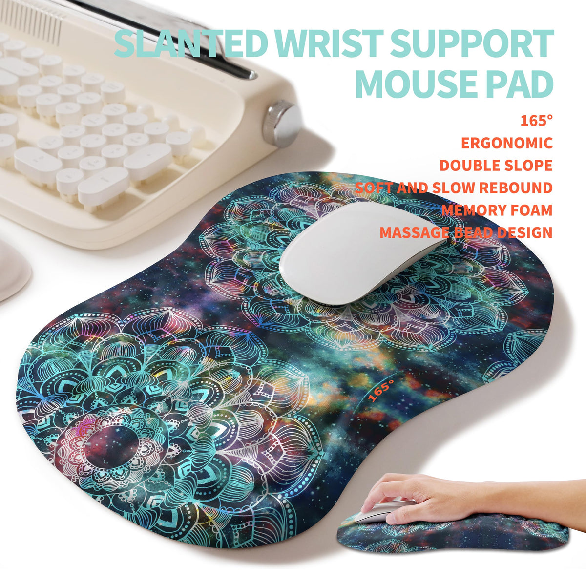 KUOSGM 2-in-1 Ergonomic Set, Wave Rise Keyboard Wrist Rest and Massage Bulge Slope Mouse Pad Wrist