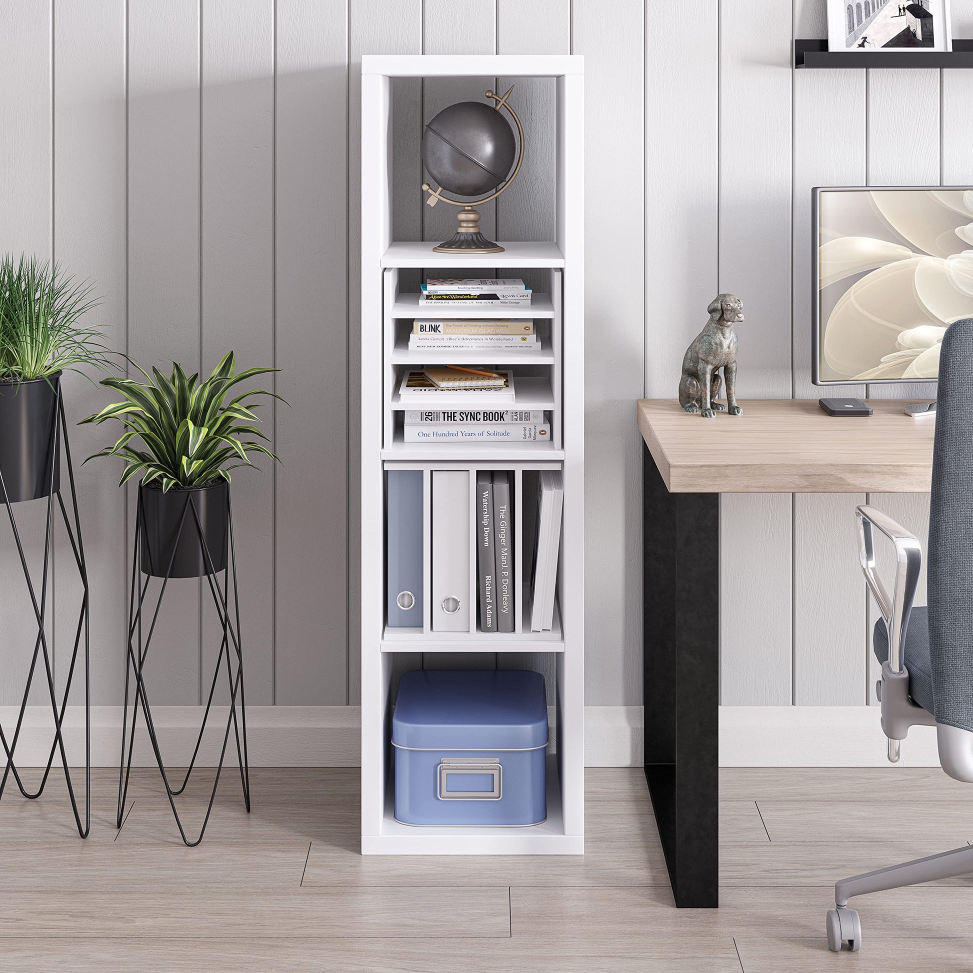 Ballucci 4-Tier Paper Sorter and File Organizer for Desk, Wood Mail Sorter, Fits into IKEA Kallax
