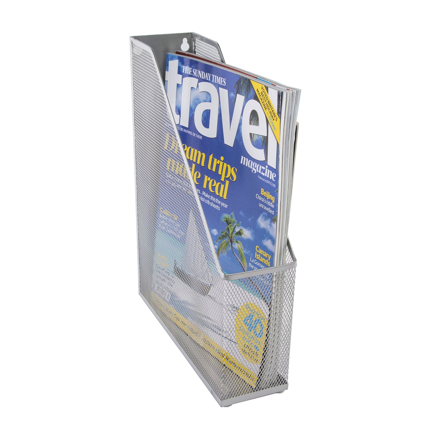 OSCO Silver Wiremesh Magazine Rack | Folder Storage | File Organiser | 1 Section | Desk Tidy |