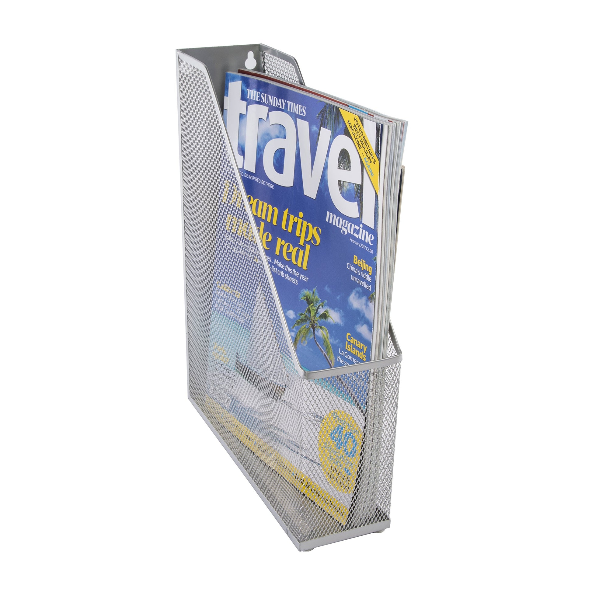 OSCO Silver Wiremesh Magazine Rack | Folder Storage | File Organiser | 1 Section | Desk Tidy |