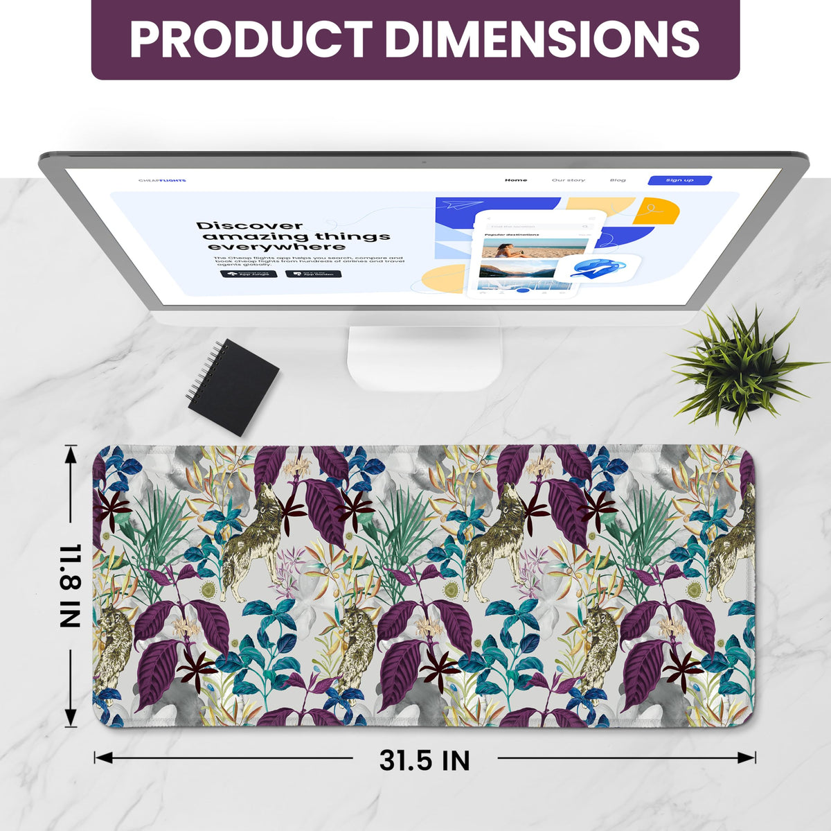ZapDesk Large Desk Mat, Extended Mouse Pad for Desktop, 31.5" x 11.8"