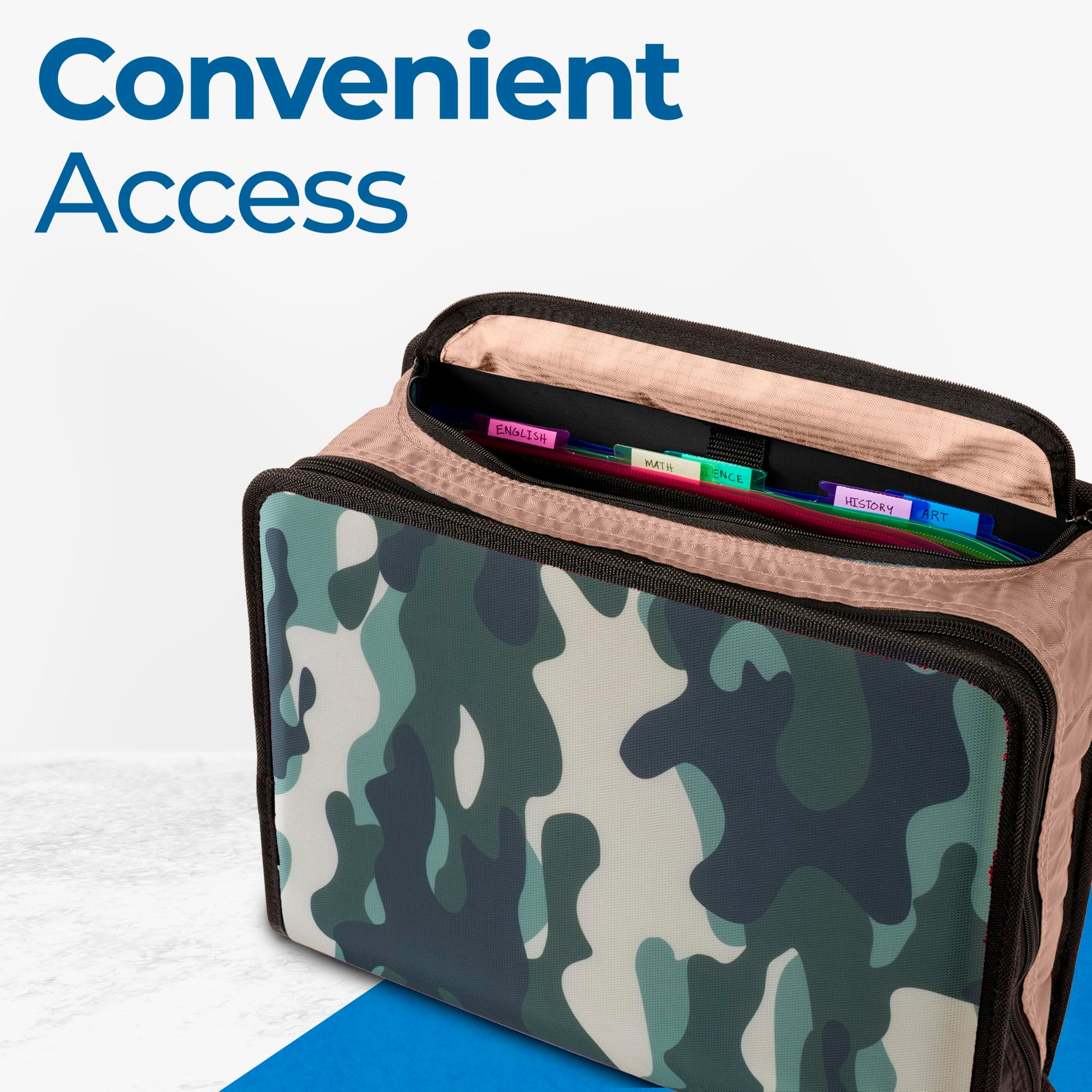 Case-it School Zipper Binder | 3-Inch O-Rings | 600-Sheet | D-146 OG Camo