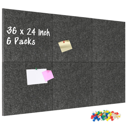 DOLLAR BOSS Felt Cork Board Tiles 48" x 36" Bulletin Board, 12 Pcs Grey