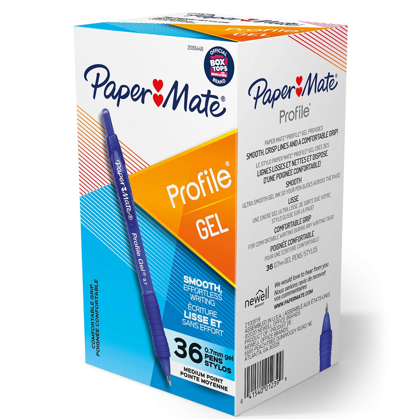 Paper Mate Gel Pen Profile Retractable Pen 0.7mm Blue 36 Count