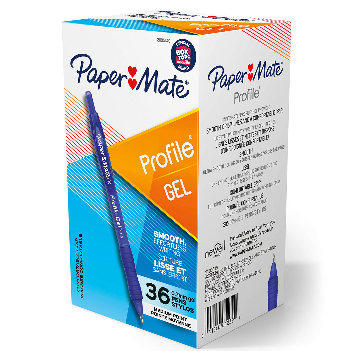 Paper Mate Gel Pen Profile Retractable Pen 0.7mm Blue 36 Count