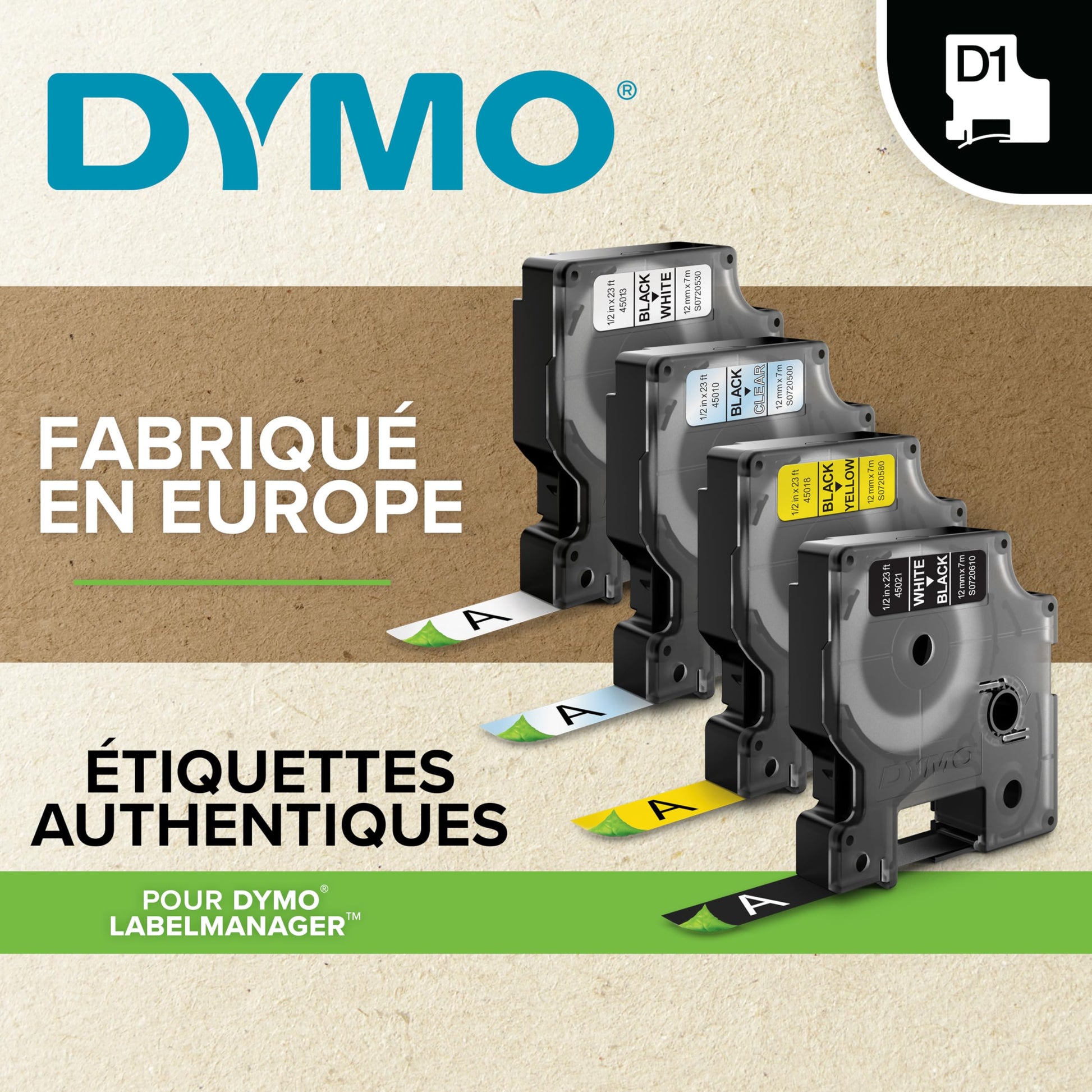 DYMO D1 Durable Labeling Tape for LabelManager Label Makers, White Print on Red Tape, 1/2" W x 10'
