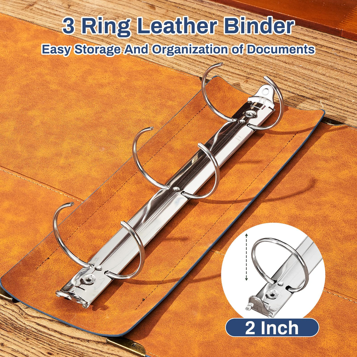 Ovesmusl PU Leather 3 Ring Binder 2 Inch Fits 8.5"x11" Letter Size Paper