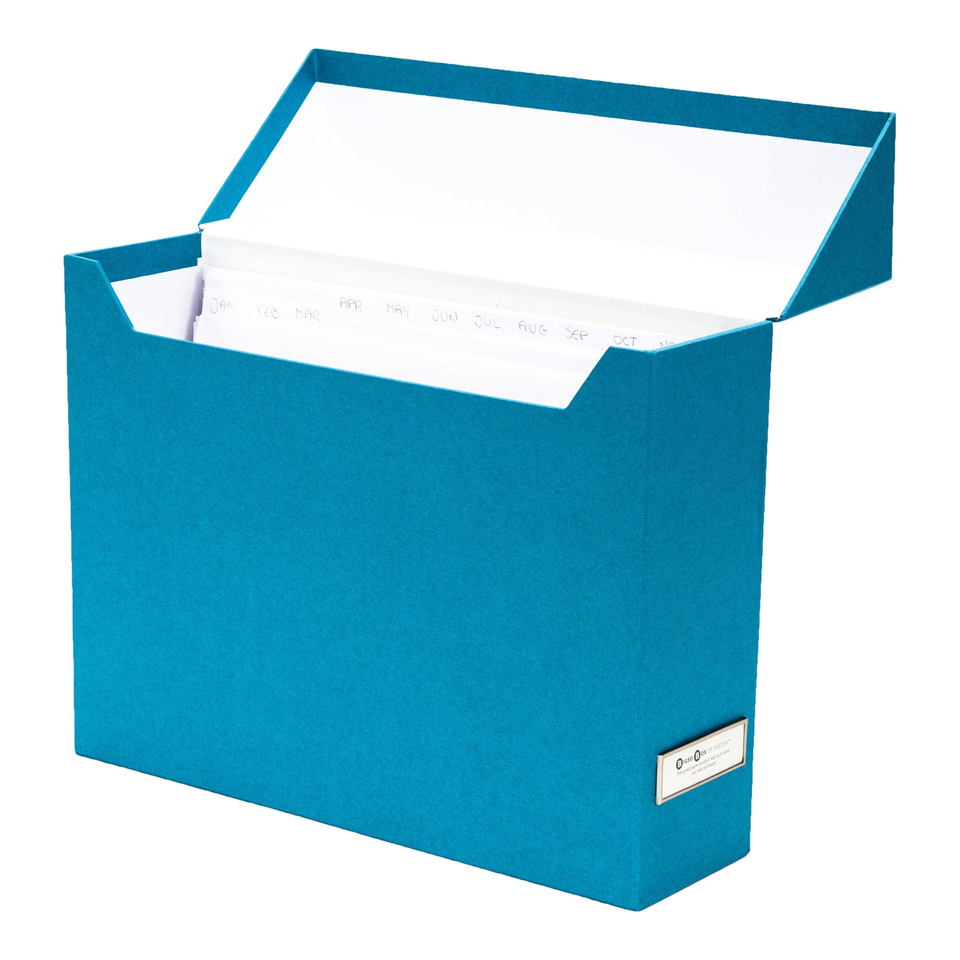 Bigso Lovisa Fiberboard Label Frame 12 File Storage Box | Document Organizer for Important