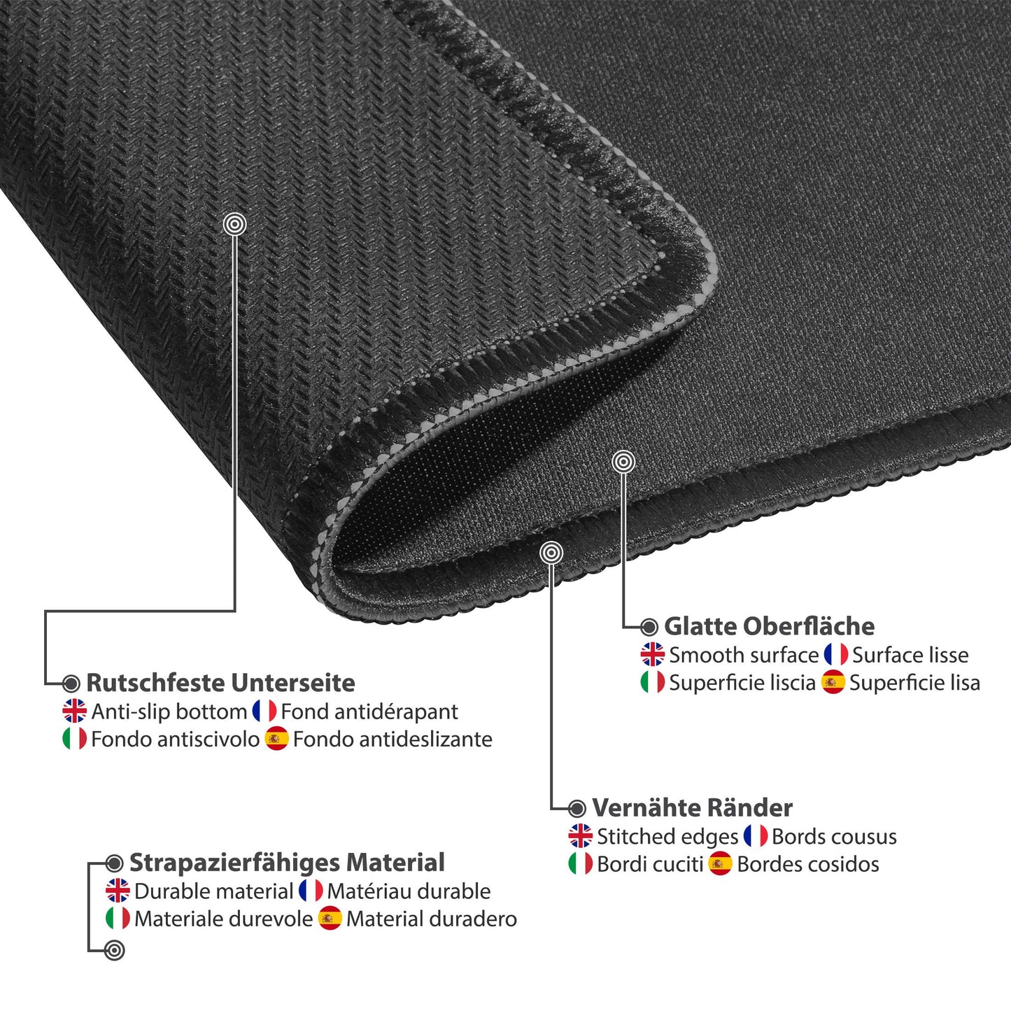 Pedea Gaming and Office Mouse Mat 220 x 180 mm with Stitched Edges and Non-Slip Backing Rabbit and