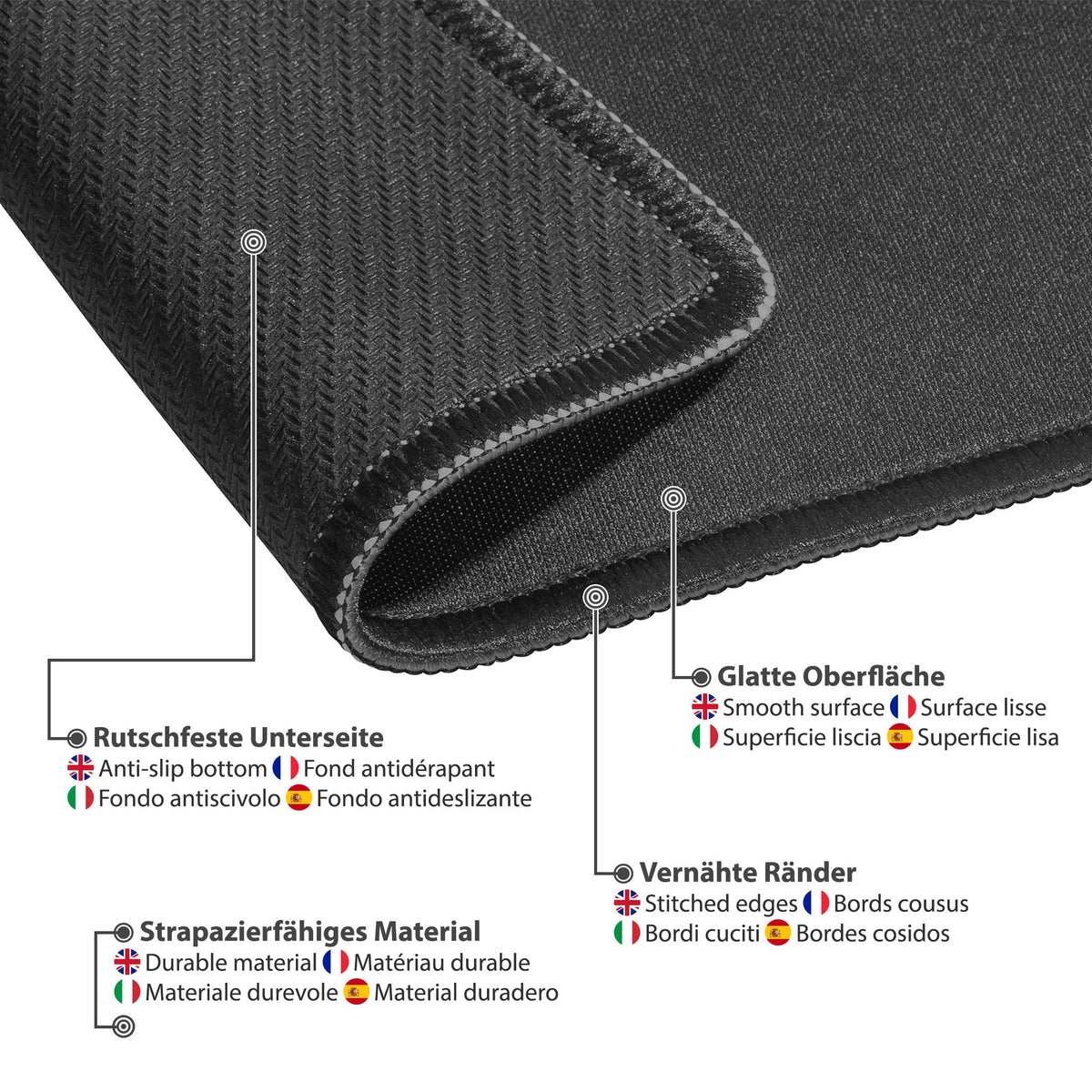 PEDEA Gaming and Office Mouse Mat - 220 x 180 mm - with Stitched Edges and Non-Slip Base - Coastline