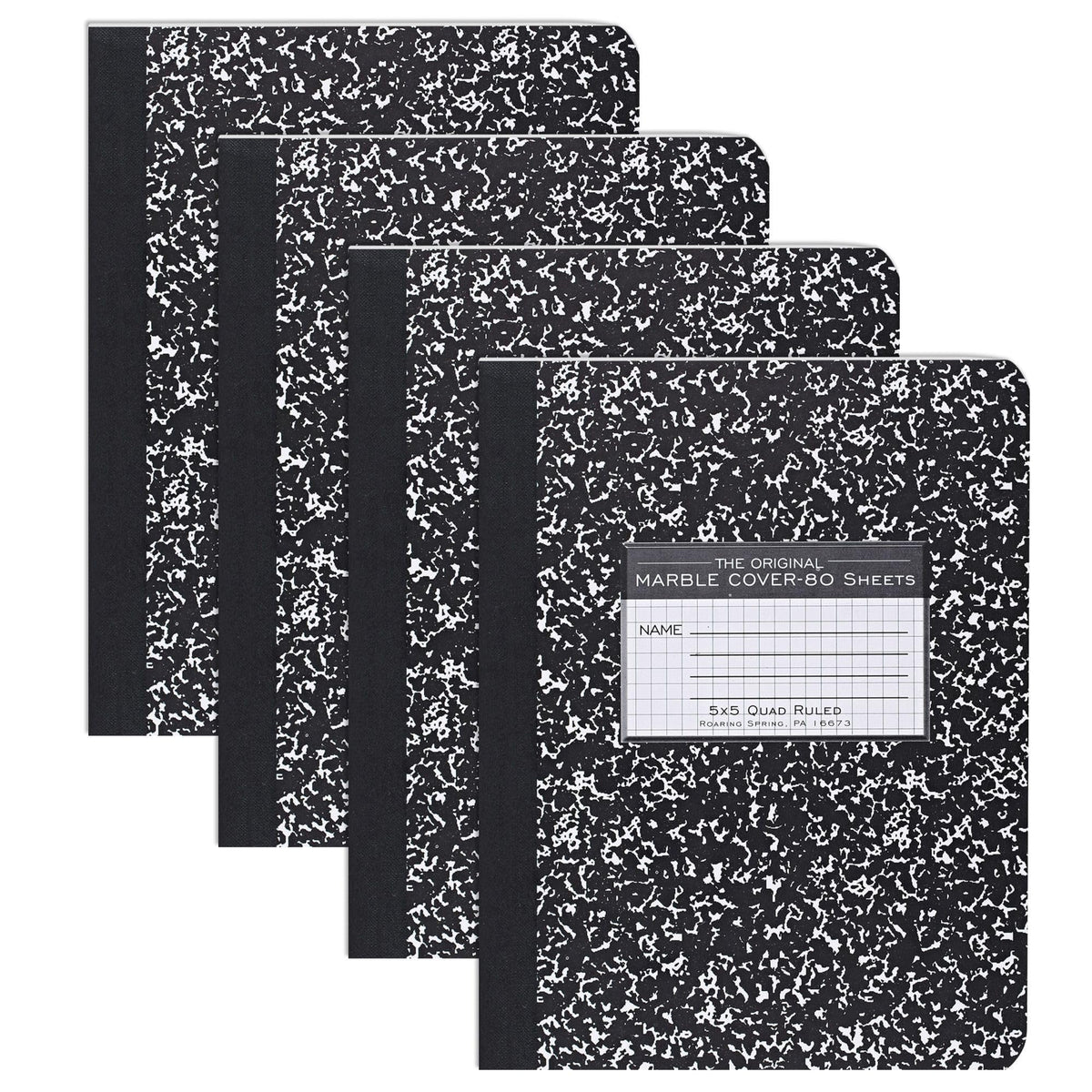 ROARING SPRING Hard Cover Composition Book, Graph Rule, 160 Pages, 4 Pack