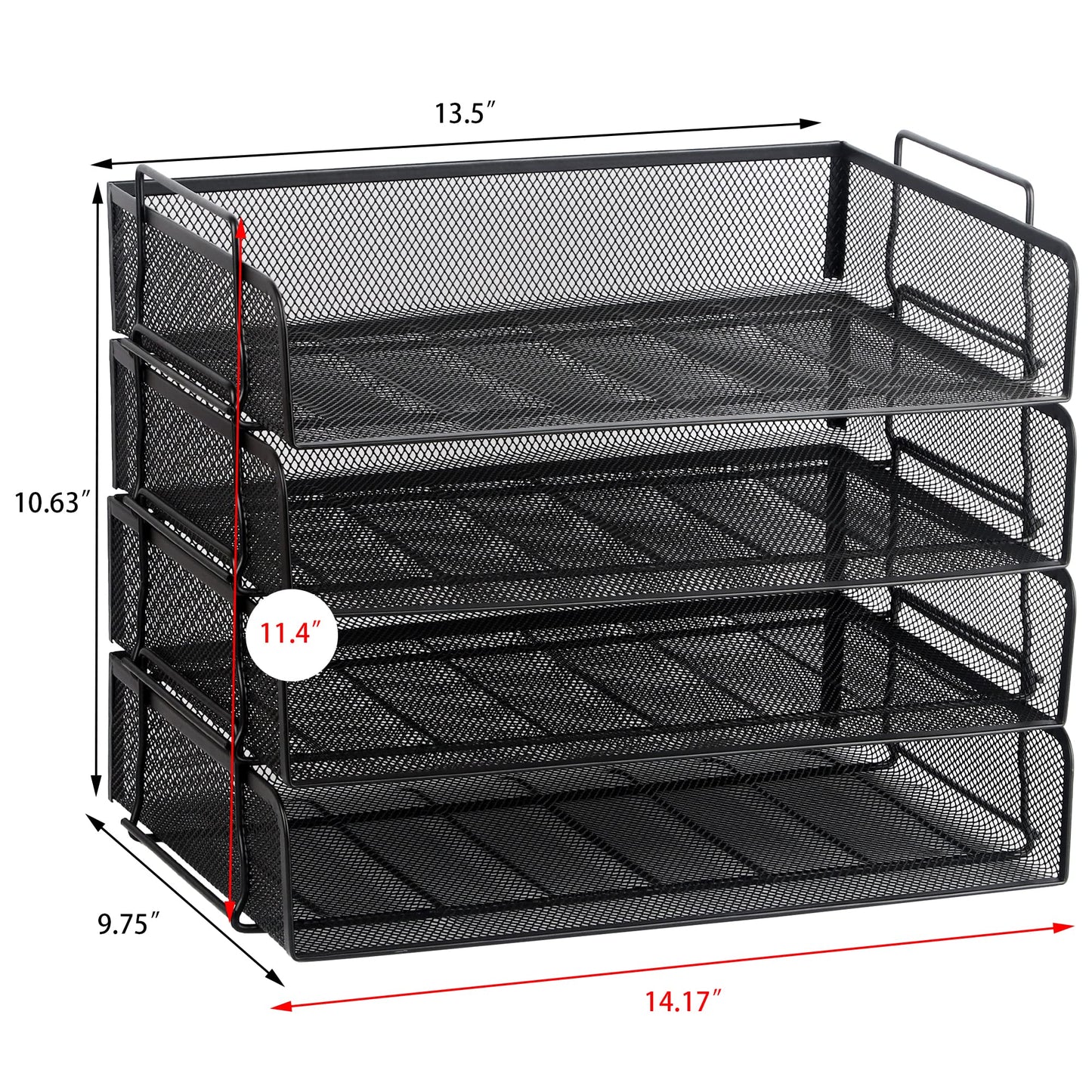 EASEPRES 4 Pack Stackable Desk Paper Tray, Metal Mesh Desktop Document Letter File Organizer for