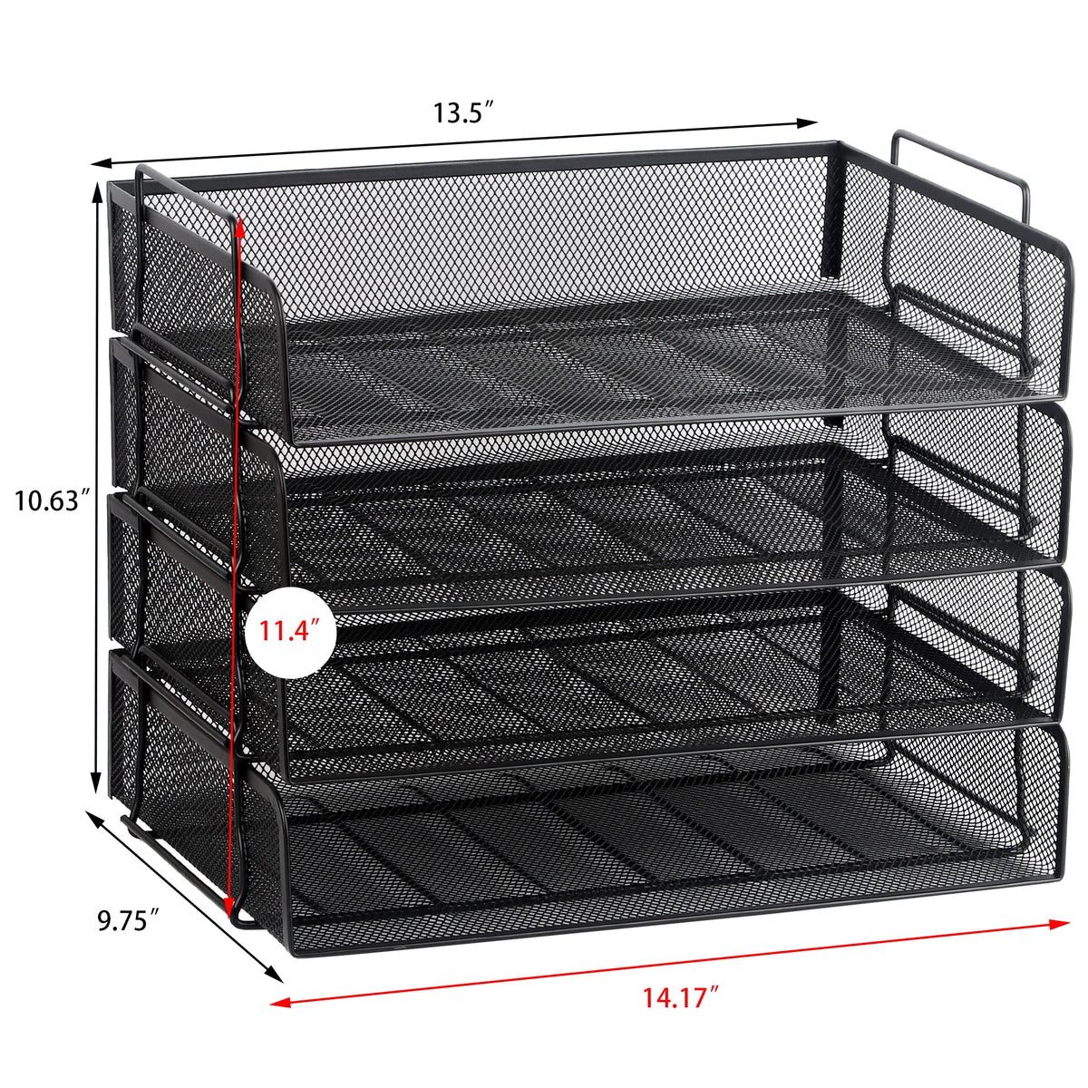 EASEPRES 4 Pack Stackable Desk Paper Tray, Metal Mesh Desktop Document Letter File Organizer for