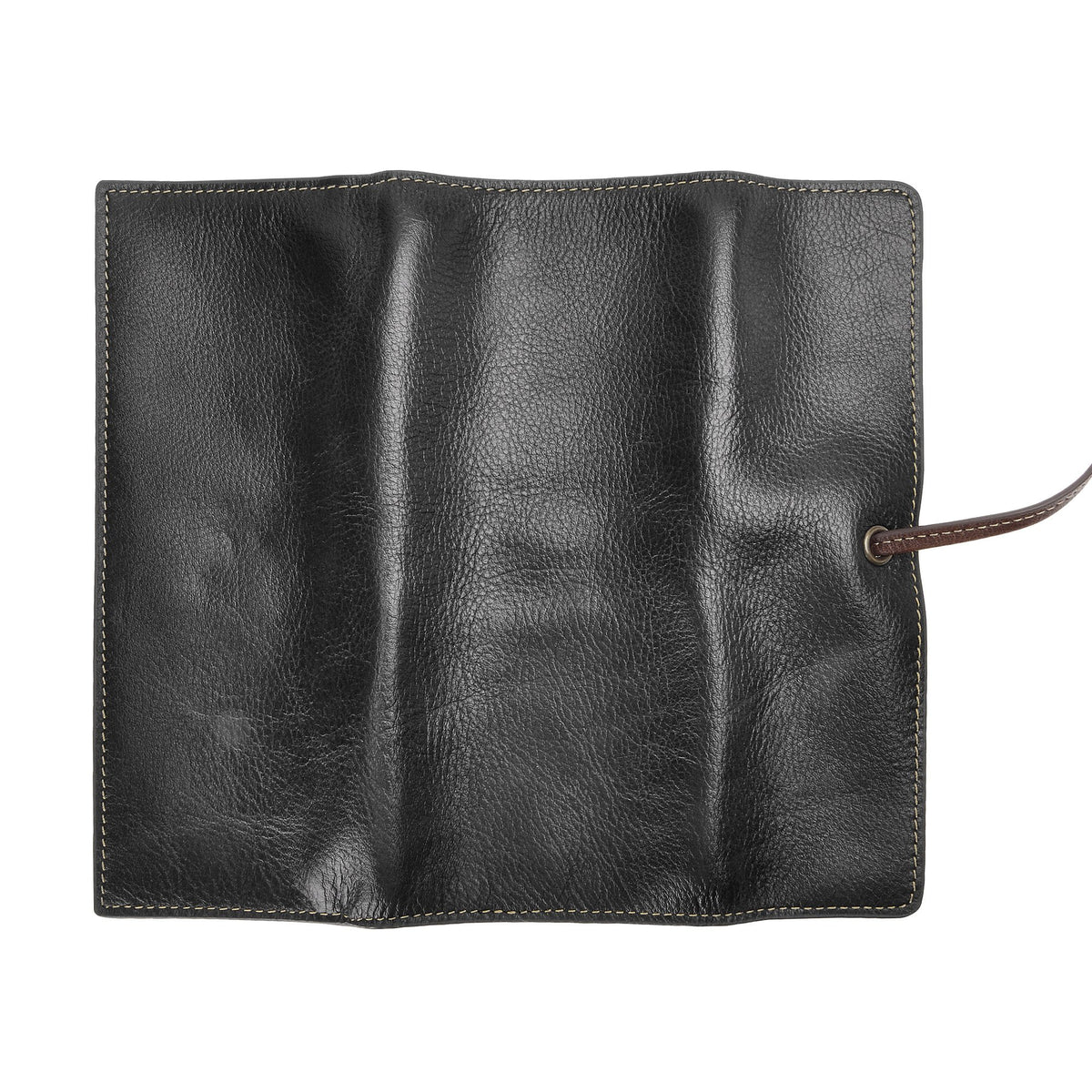 ZLYC Handmade Leather Pencil Case Soft Roll Bag Stationery Gift,Black