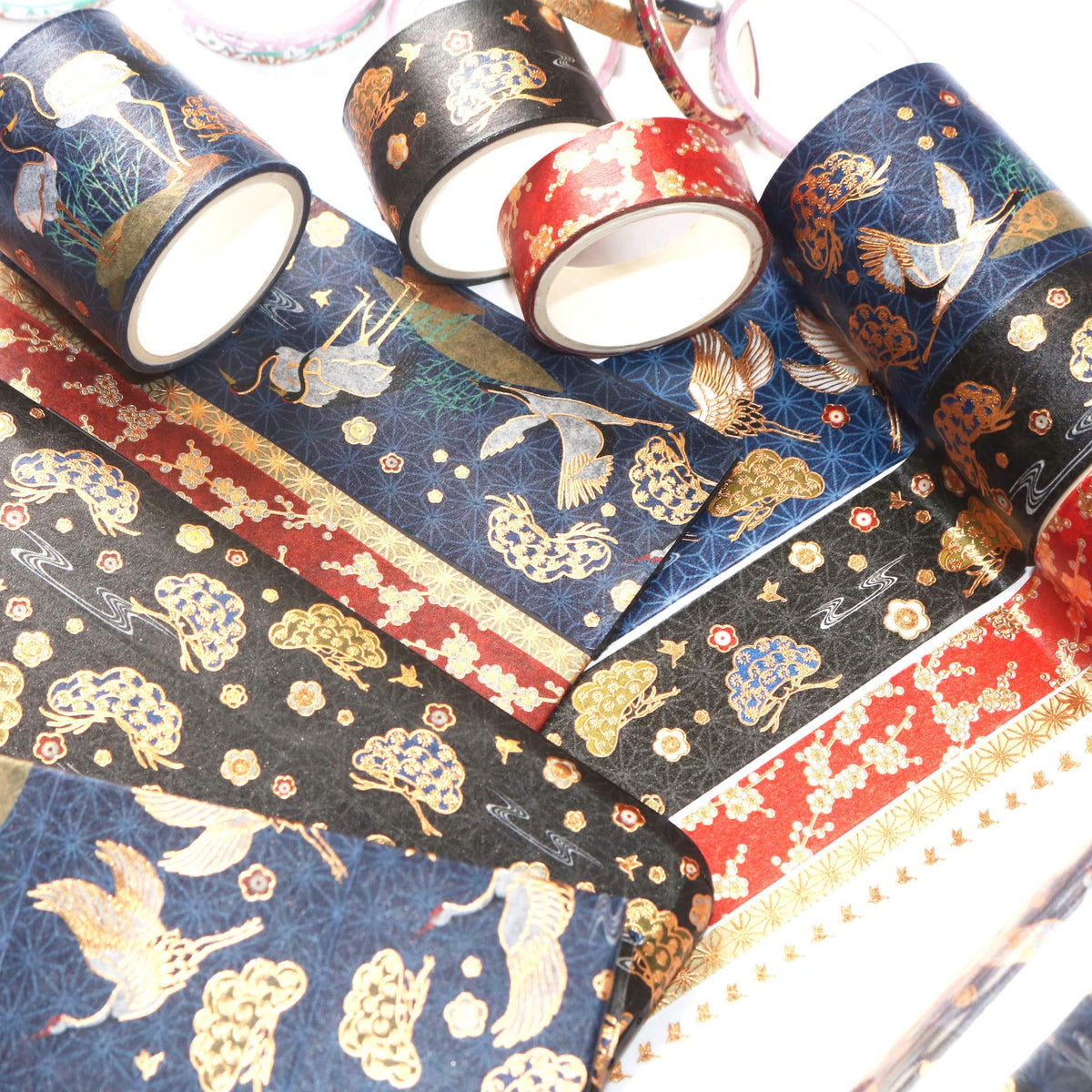 VIVIQUEN Gold Washi Tape Set Vintage Masking Tape Decorative Tape for DIY Scrapbooking, Crafts