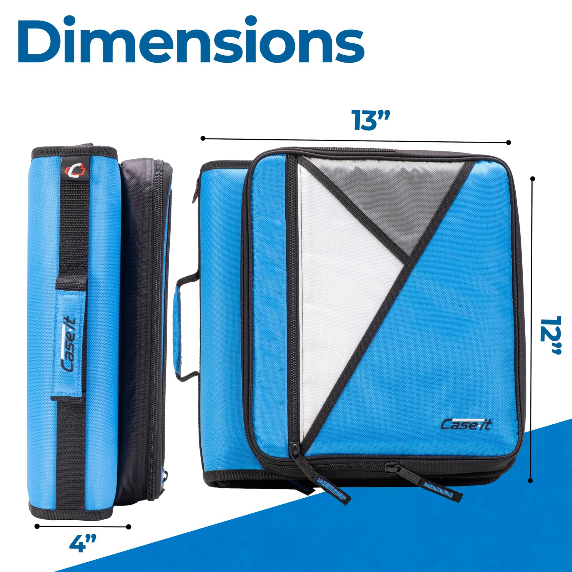 Case-it School Zipper Binder | 2" O-Rings | 400-Sheet | LT-007 Denim Blue