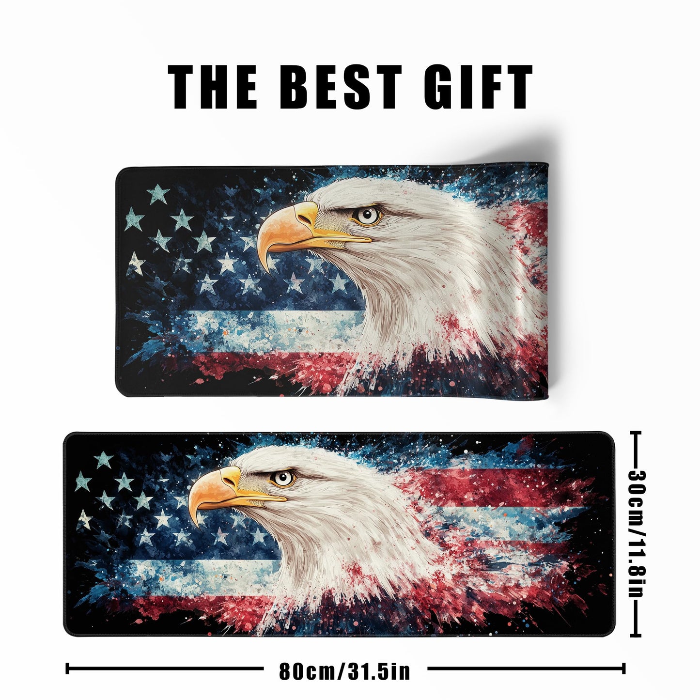 American Flag Eagle Mouse Pad Gaming Desk Pad Independence Day Extra Large XL Mousepad (31.5x11.8