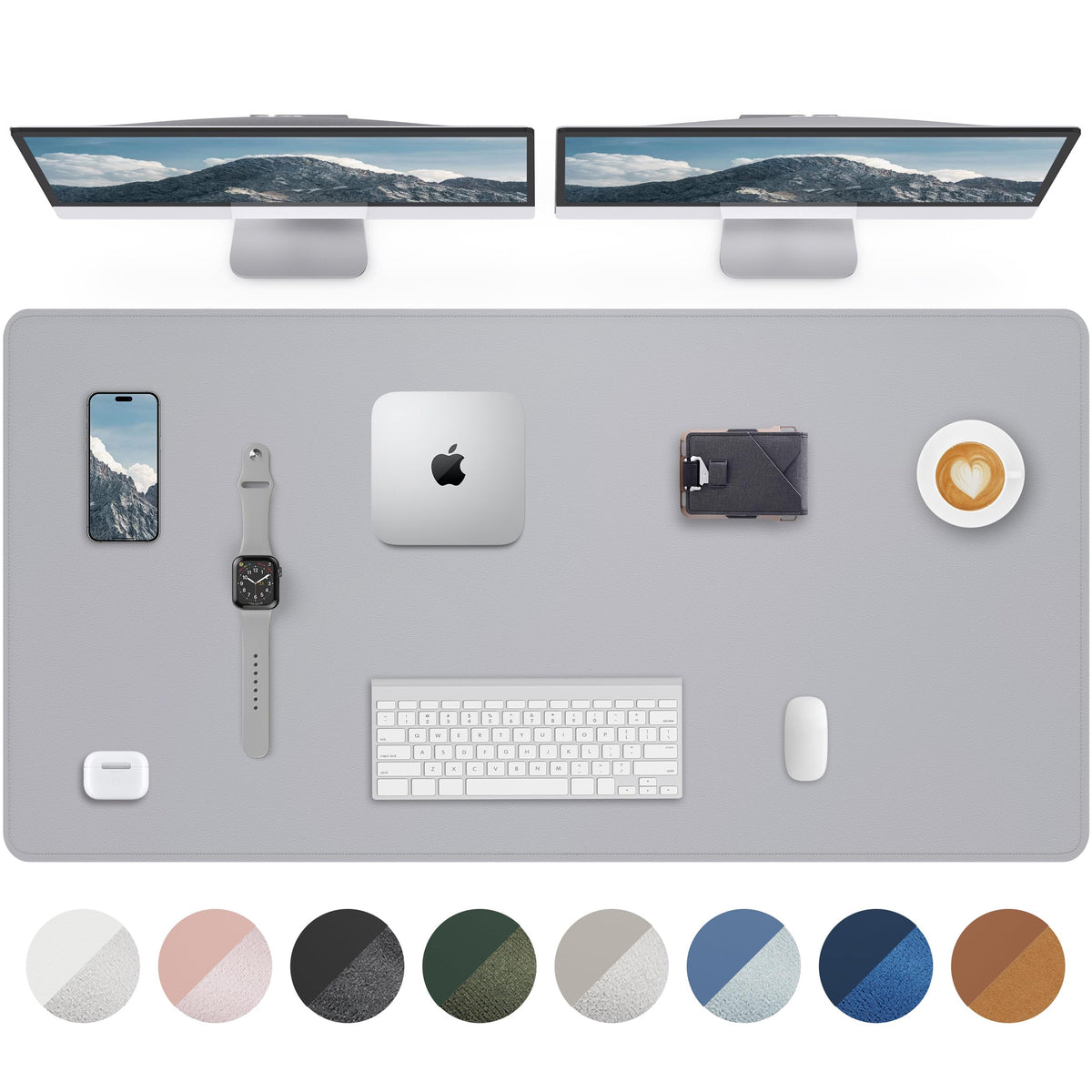 AFIING Large Desk Mat 55" x 24" - PU Leather Desk Pad Protector, Waterproof Non-Slip Extended Mouse