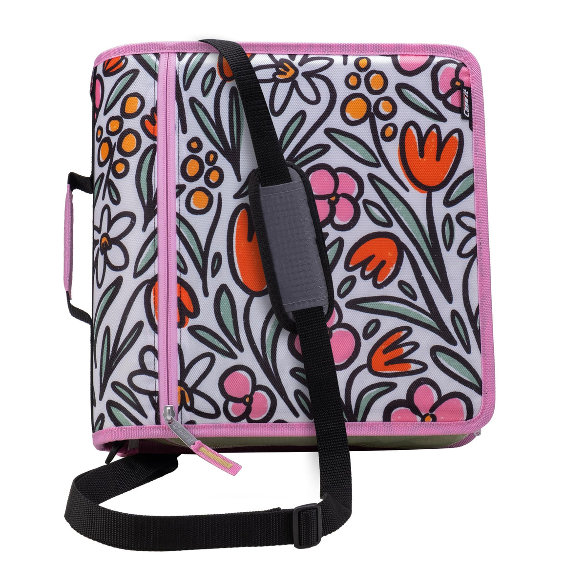 Case-it School Zipper Binder | 3" O-Rings | 600-Sheet | D-146 Fun Flowers
