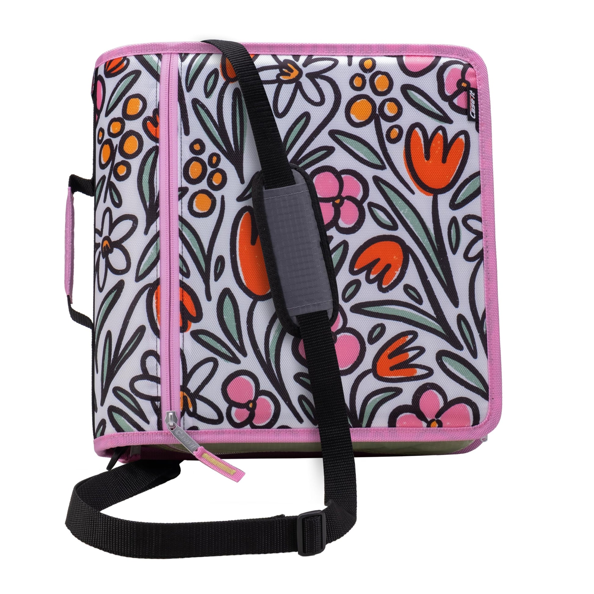 Case-it School Zipper Binder | 3" O-Rings | 600-Sheet | D-146 Fun Flowers