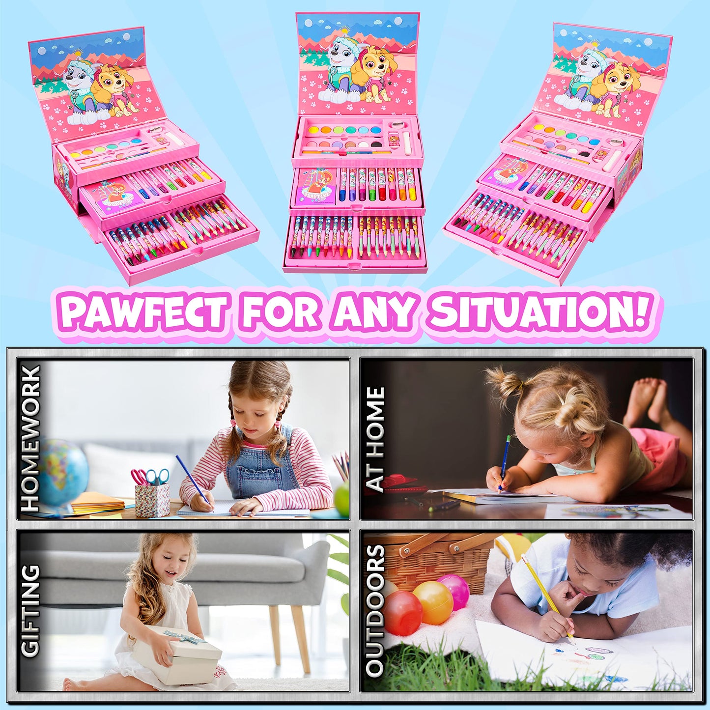 Paw Patrol Colored Pencils Art Supplies Kids Set Coloring Stationery Girls Boys Drawing Pencils