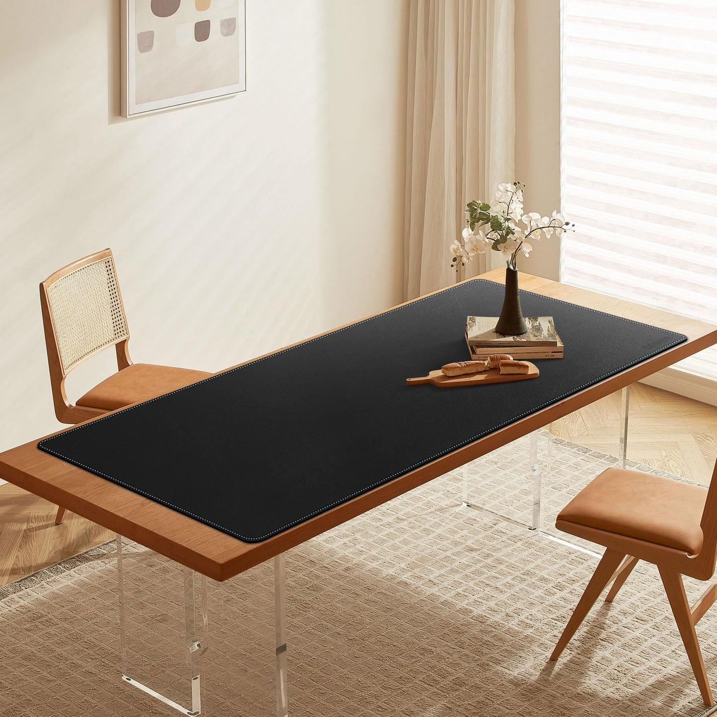 CENNBIE Leather Desk Pad Large, 55.1" x 27.5" Desk Mat Protector (Black)