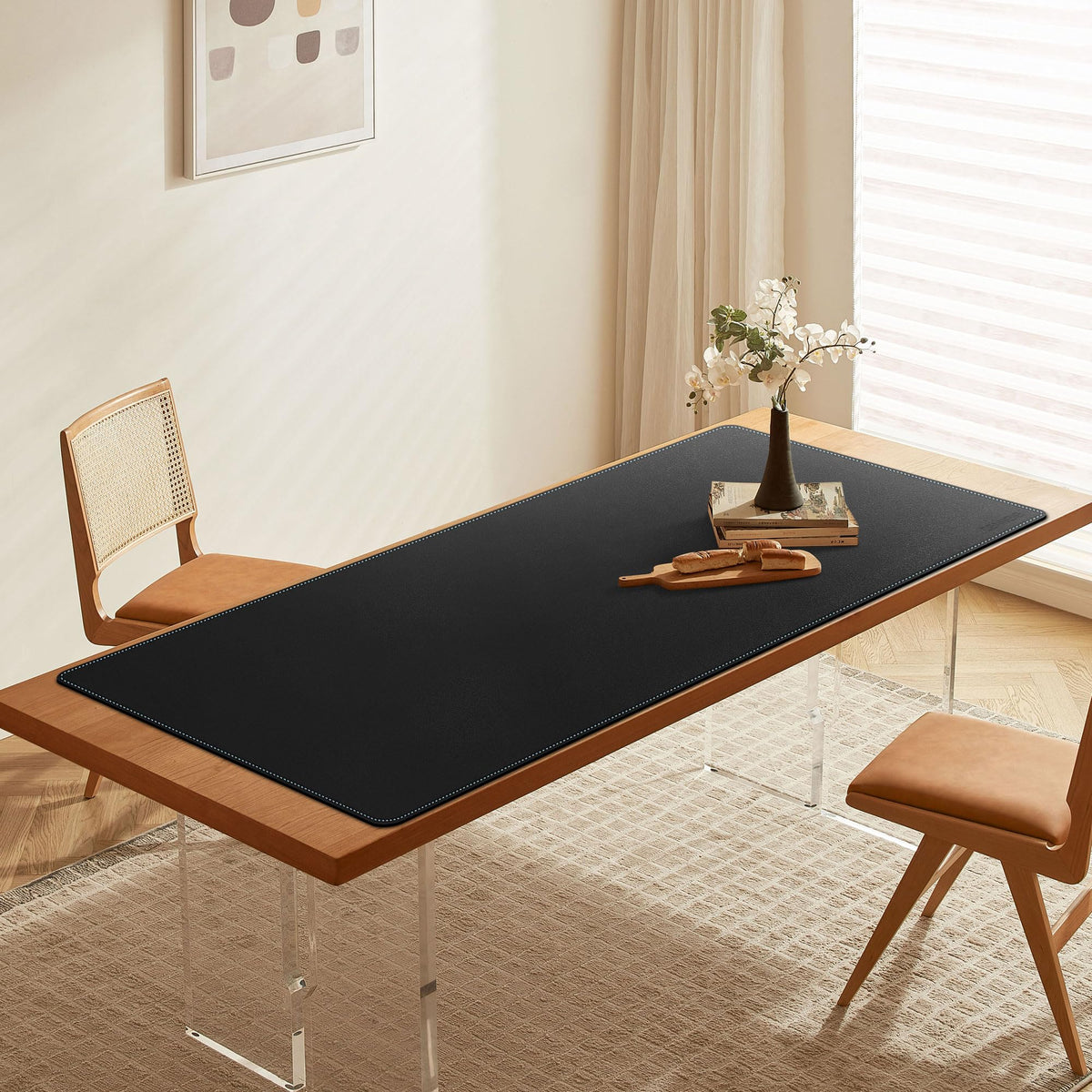 CENNBIE Leather Desk Pad Large, 55.1" x 27.5" Desk Mat Protector (Black)