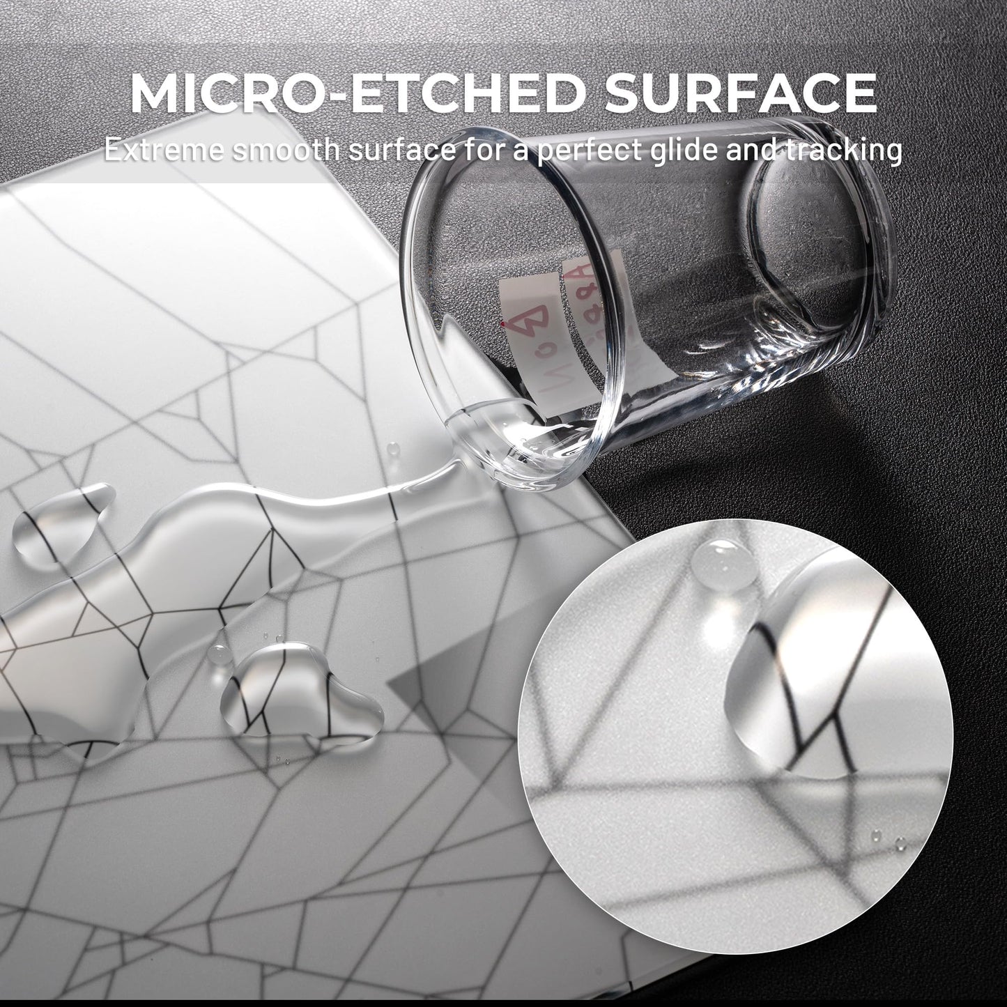 XVX White Spider Webs Glass Gaming Mousepad 4.0,Hard Mousepad for Gaming,Ultra-Smooth Micro-Etched