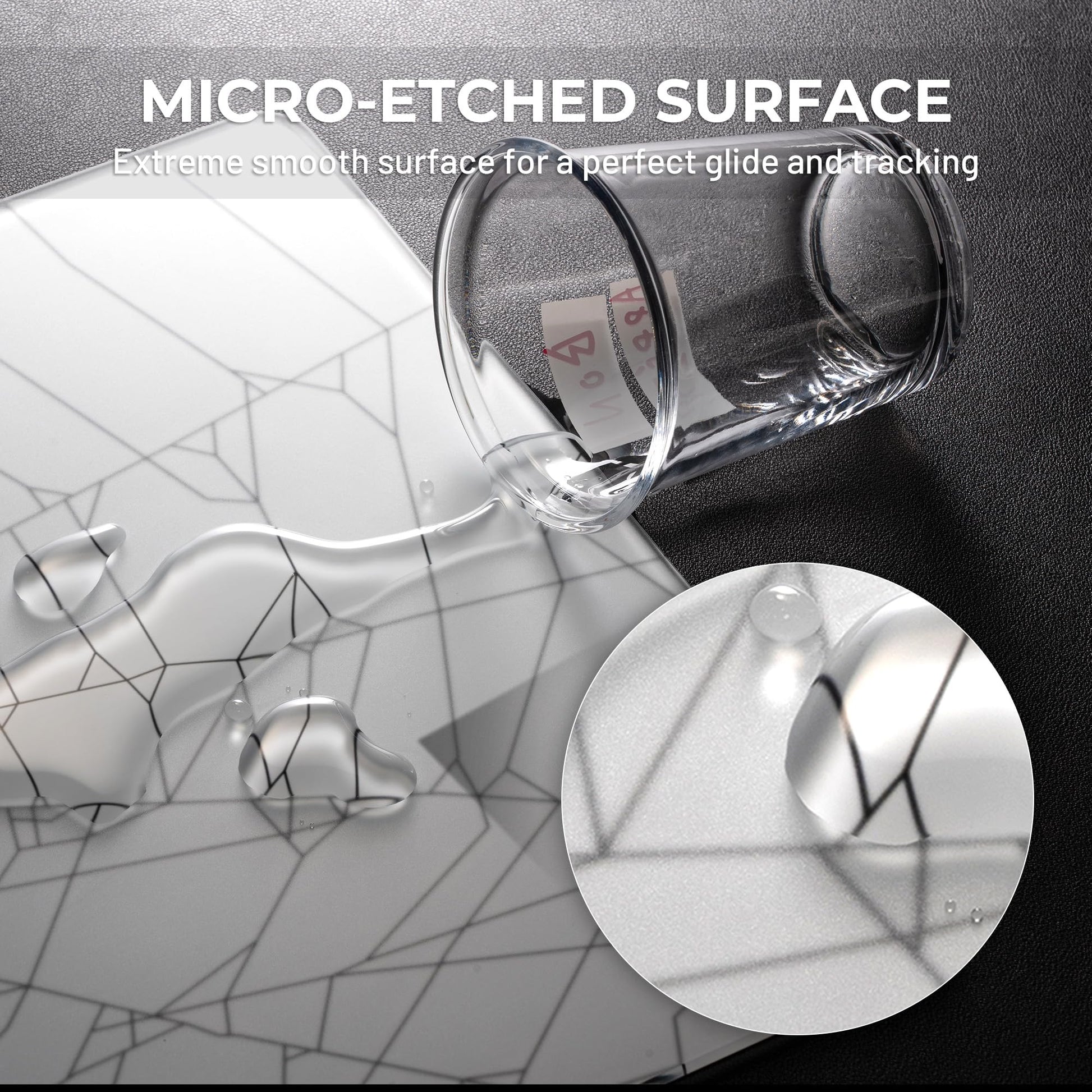 XVX White Spider Webs Glass Gaming Mousepad 4.0,Hard Mousepad for Gaming,Ultra-Smooth Micro-Etched