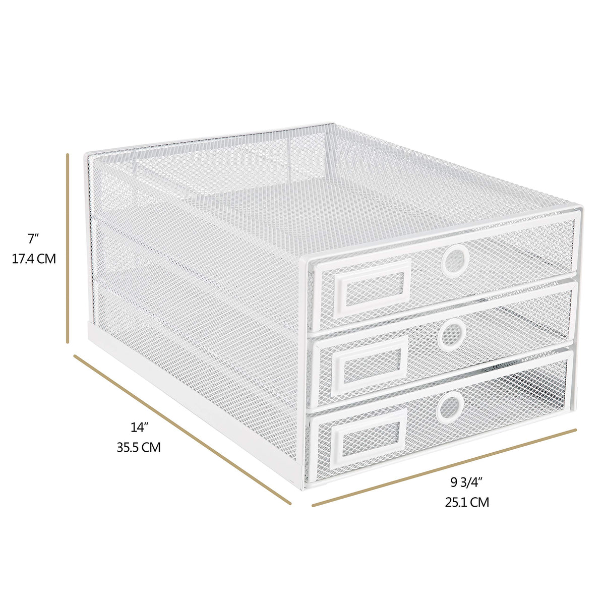 Annova Desk Organizer Wire Mesh 3 Tier Sliding Drawers Paper Sorter/Multifunctional/Premium Solid