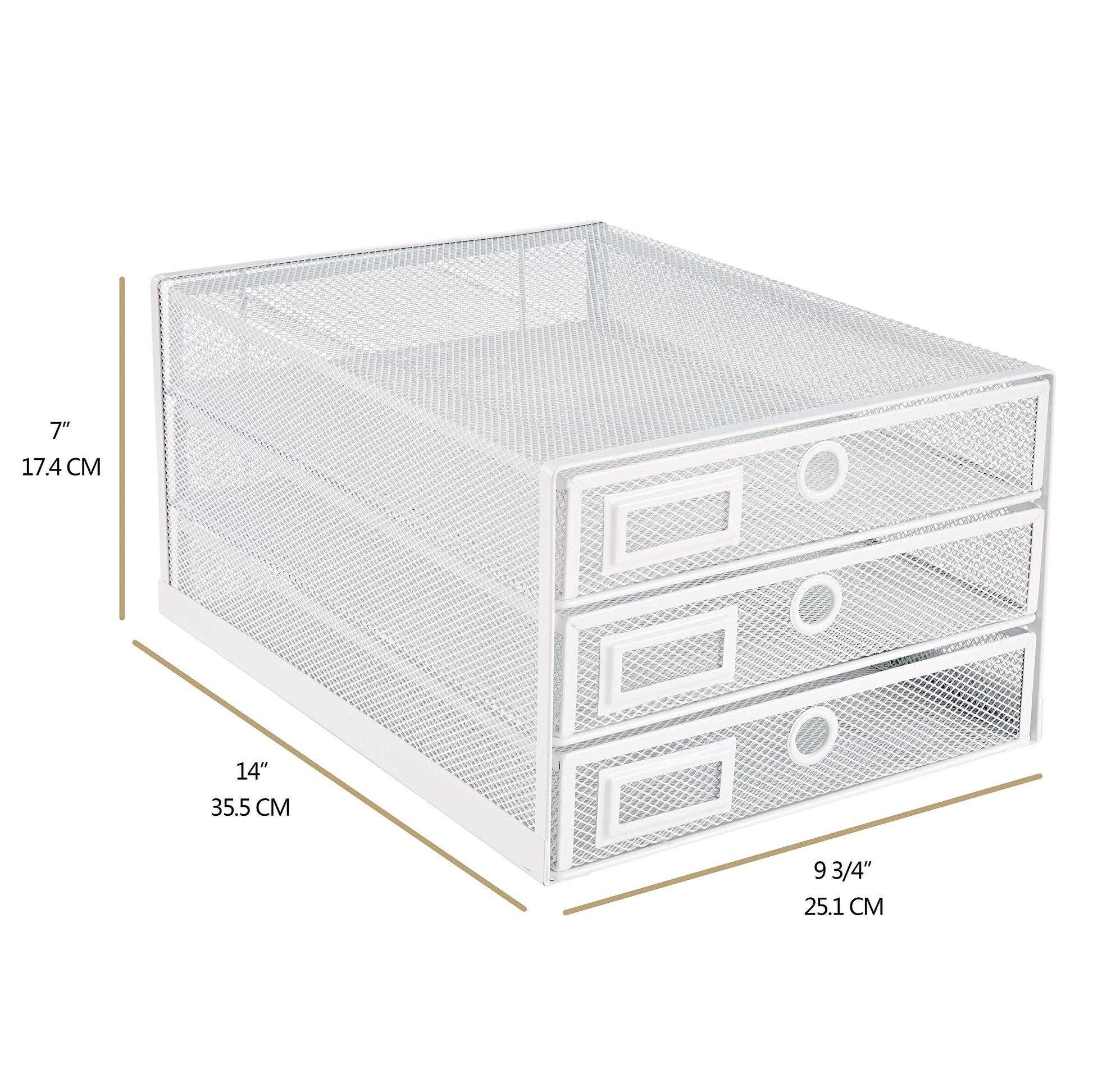 Annova Desk Organizer Wire Mesh 3 Tier Sliding Drawers Paper Sorter/Multifunctional/Premium Solid