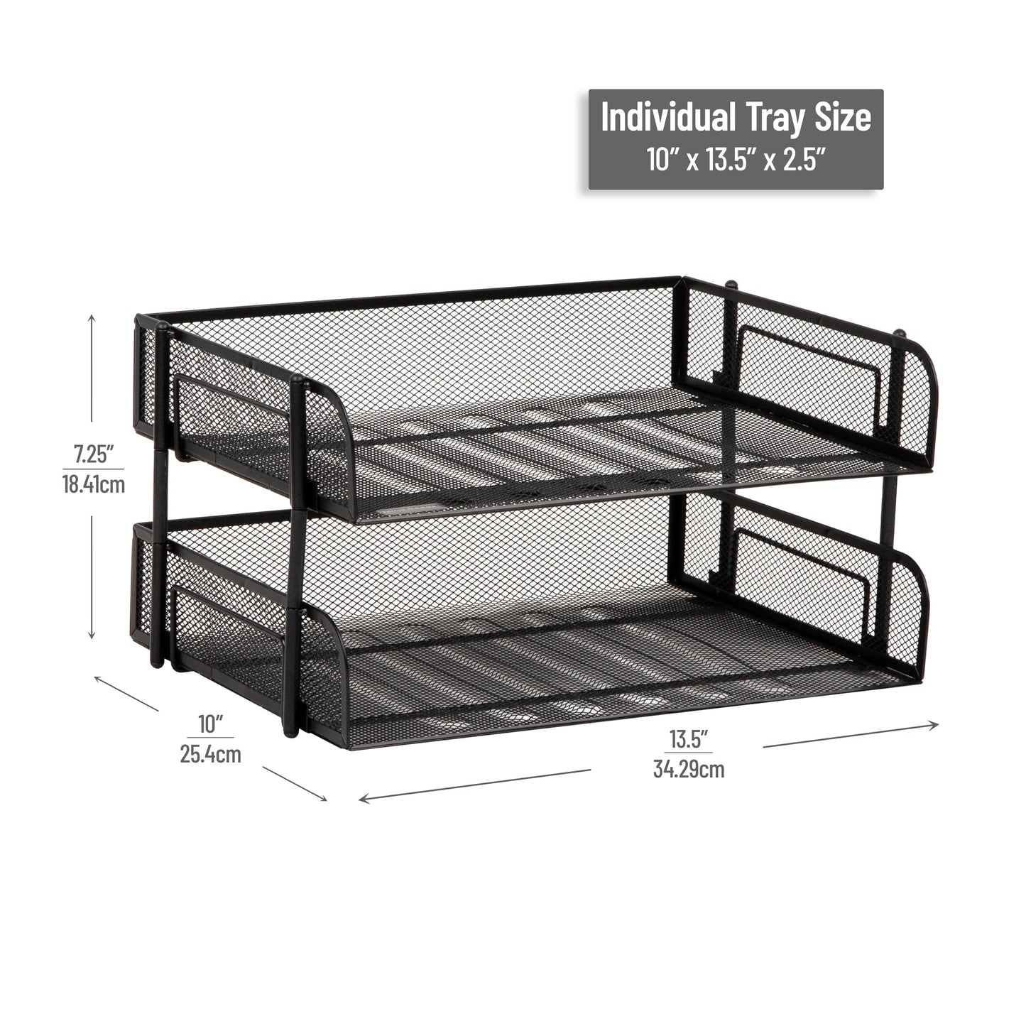Mind Reader 2-Tier Stackable Paper Tray, Desktop Organizer for Letter-Size Documents, Office File