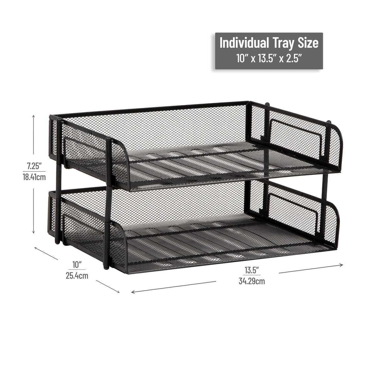 Mind Reader 2-Tier Stackable Paper Tray, Desktop Organizer for Letter-Size Documents, Office File
