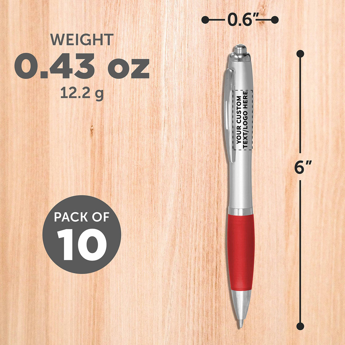 Personalized Ballpoint Pens with Rubber Grip and Click Button, Pack of 10 by DISCOUNT PROMOS