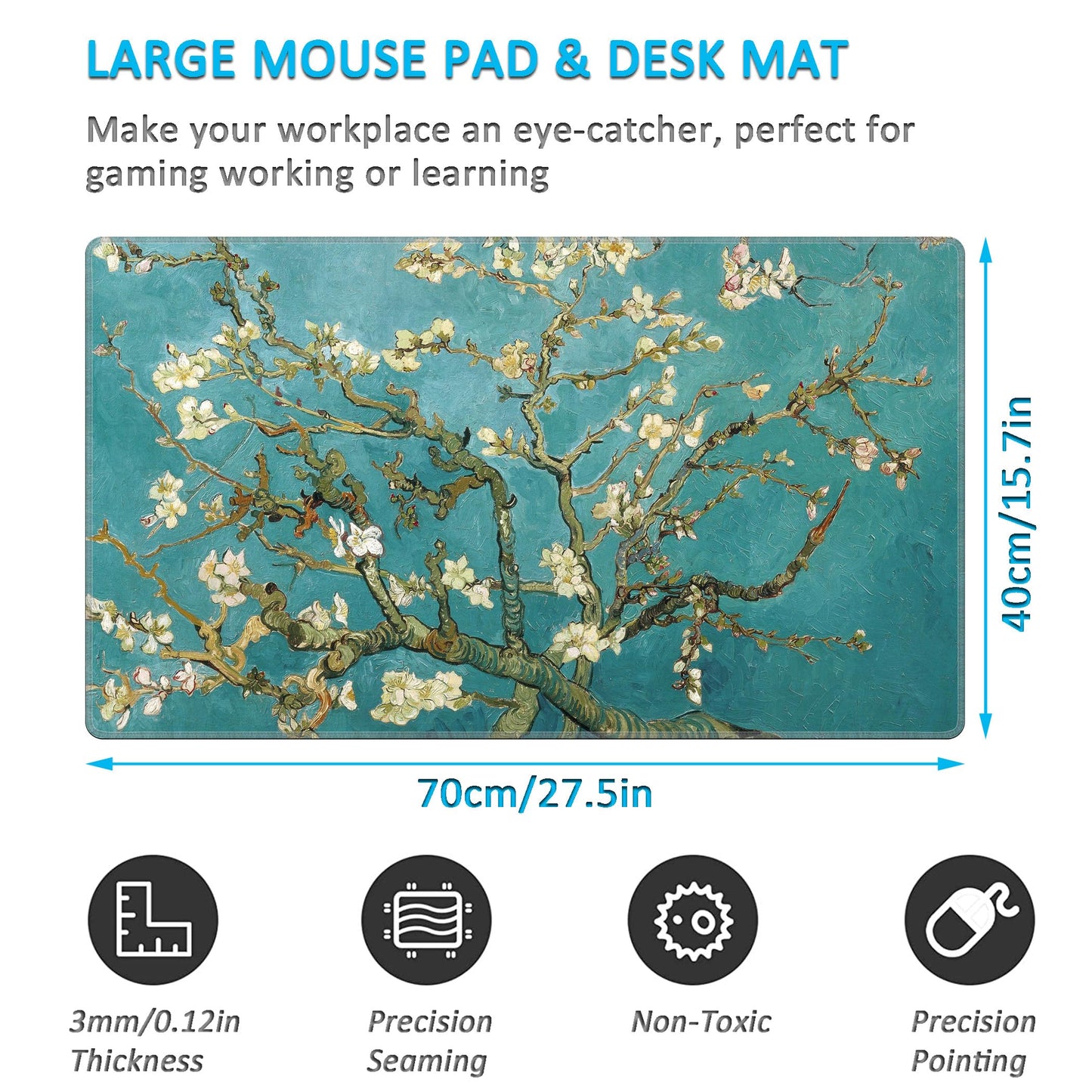 LL-COEUR XXL Landscape Gaming Mouse Pad Computer Keyboard Mat Office Desk Pad (Apricot, 27.5" x