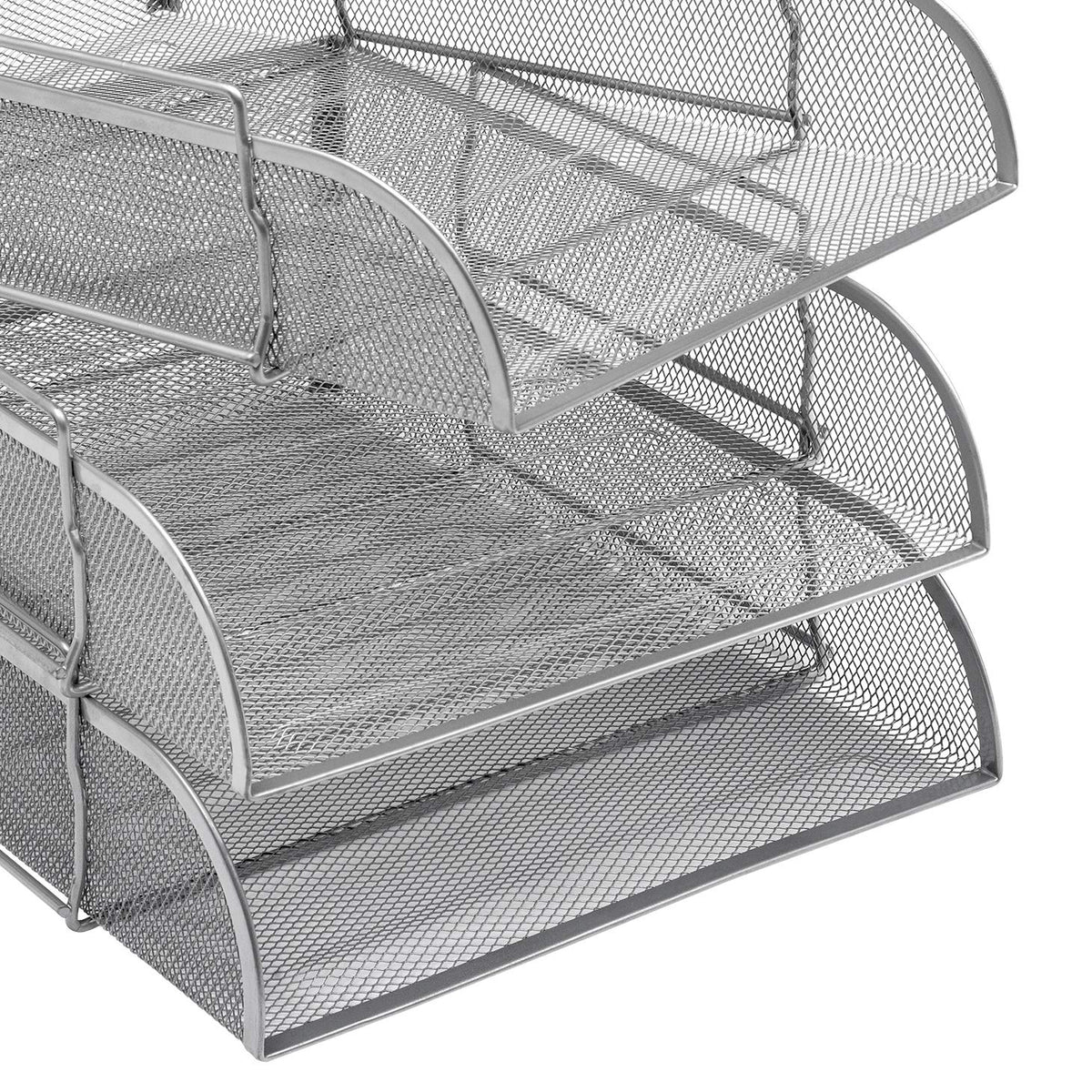 Osco Mesh Letter Tray Scratch-Resistant Stackable Front-Load Portrait Foolscap Silver Ref LT-SSP S