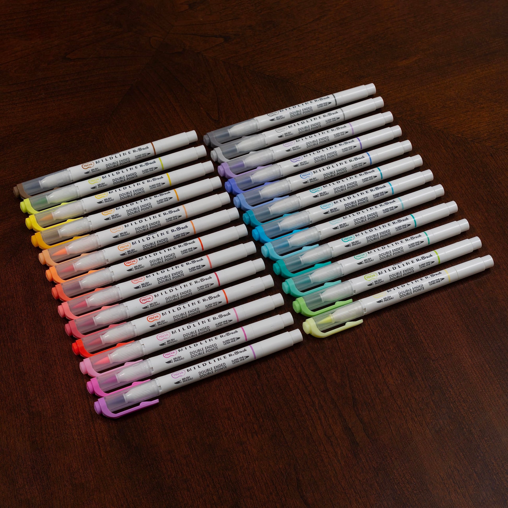 Zebra Pen MILDLINER No Bleed Brush Pen, Assorted Colors, Dual Tip, 25-Pack