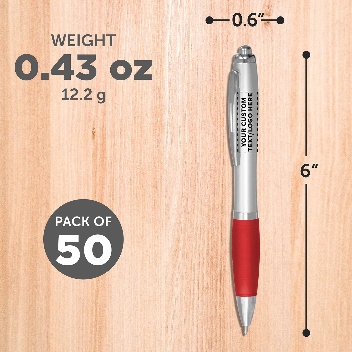 Personalized Ballpoint Pens with Rubber Grip and Click Button, Pack of 50 by DISCOUNT PROMOS