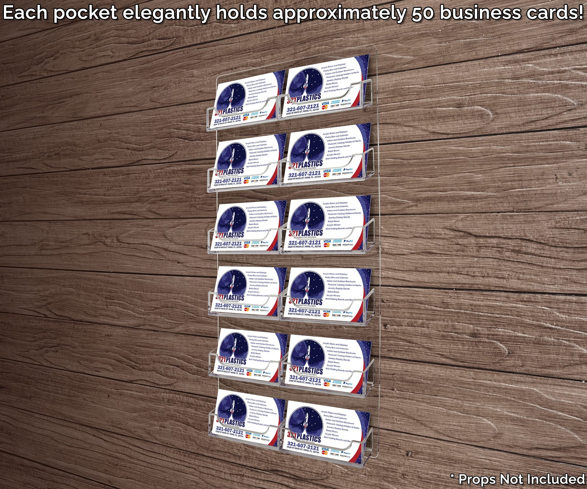 Marketing Holders Hanging Business Card Holder with Hardware for 3.5" x 2" Clear Acrylic