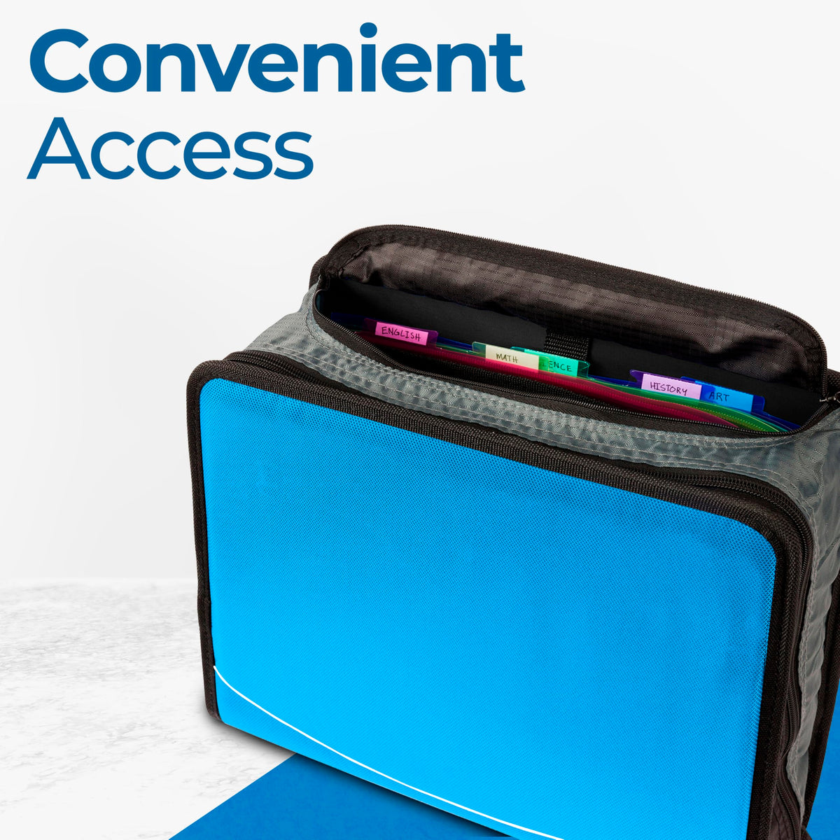 Case-it School Zipper Binder | 3" O-Rings | 600-Sheet | D-146 Denim Blue