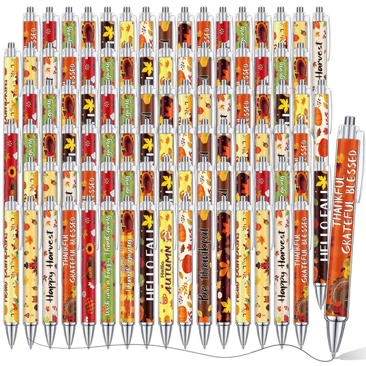 Cholemy 96 Pcs Thanksgiving Day Pens Bulk Fall Pumpkin Ballpoint