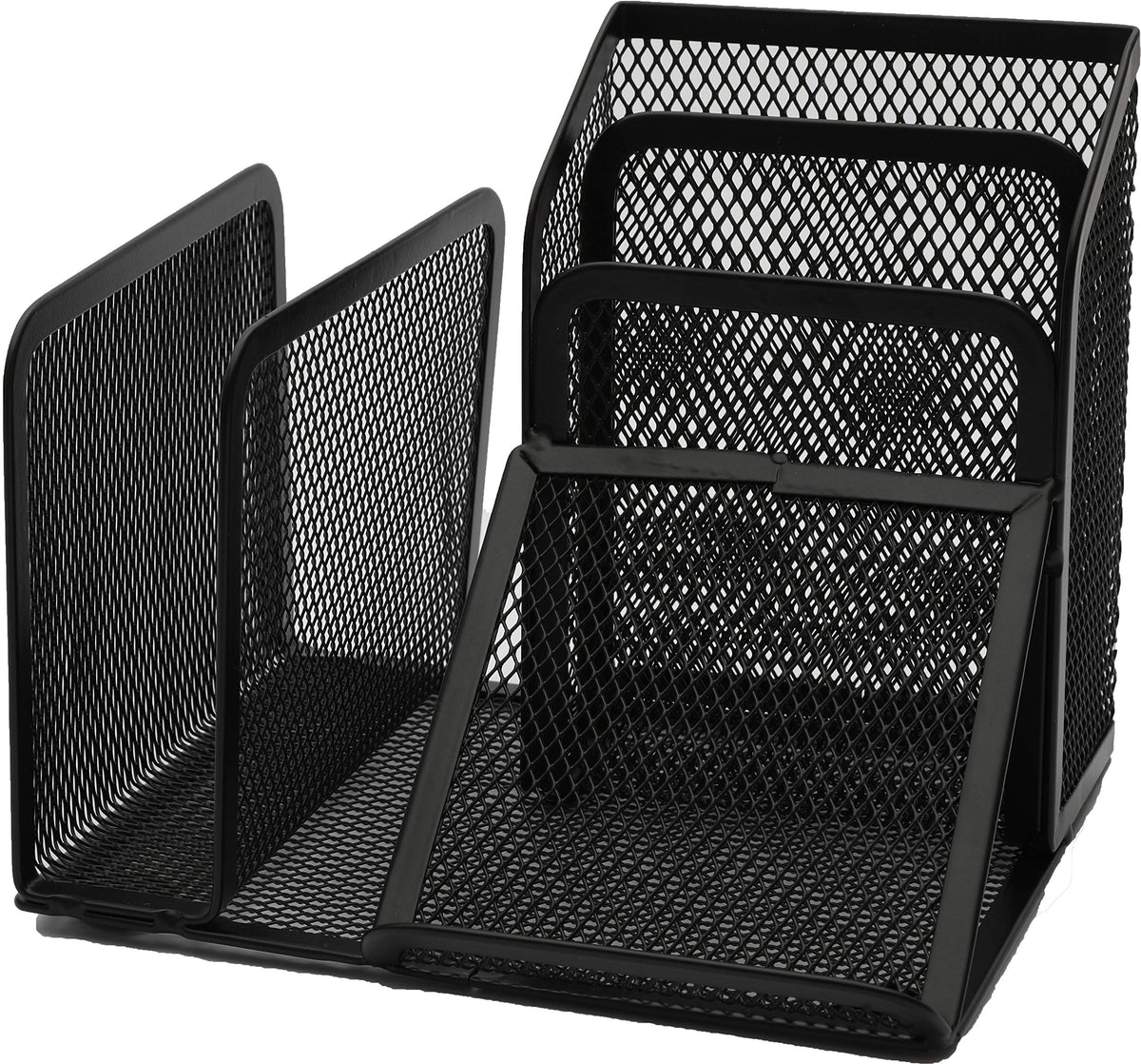 Wedo Butler Office 65501 Pen Holder 4 Compartments and Slant Tray Wire Metal Black