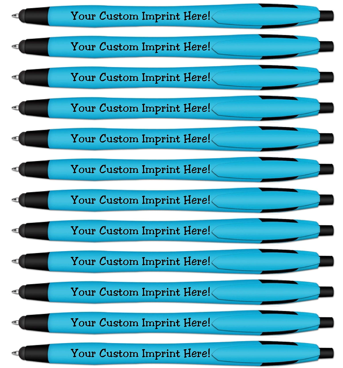 Ballpoint Soft Touch Personalized Ink Pens with Stylus Tip - The Jewel - Click action - Custom
