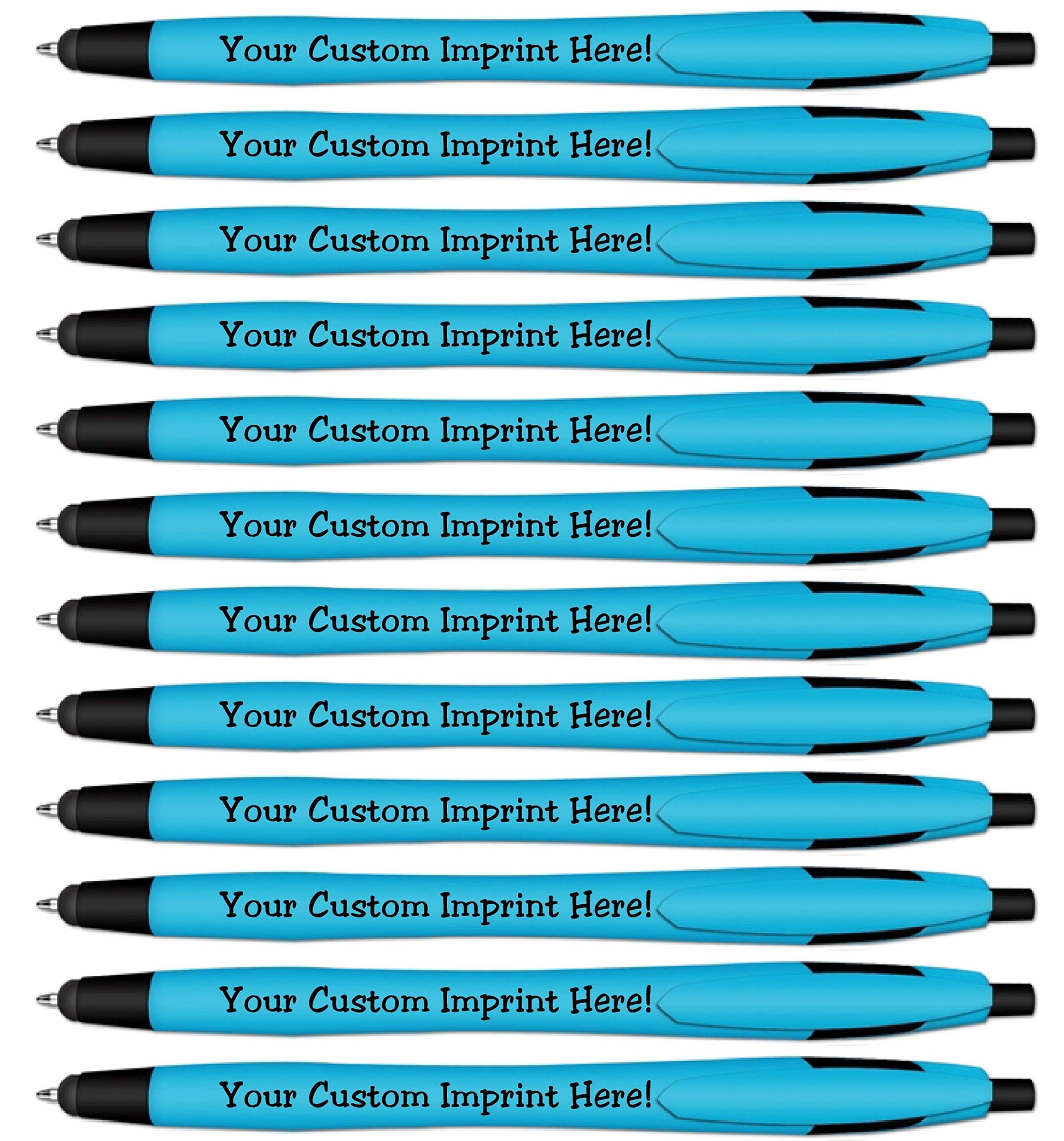 Ballpoint Soft Touch Personalized Ink Pens with Stylus Tip - The Jewel - Click action - Custom