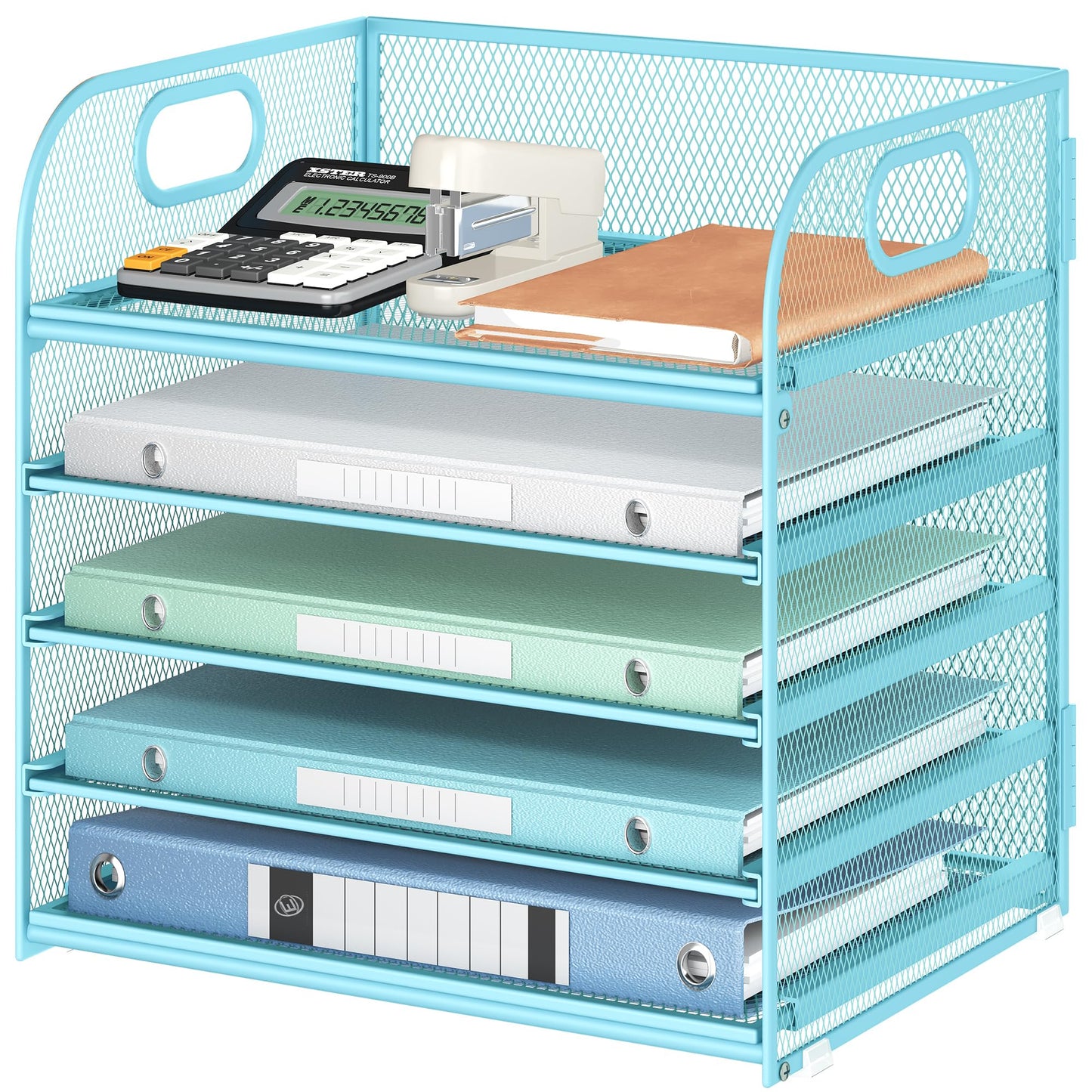 Lavatino Desk Letter Tray Paper Organizer for Desk 5-Tier with Handle Mesh Desktop File Organizer