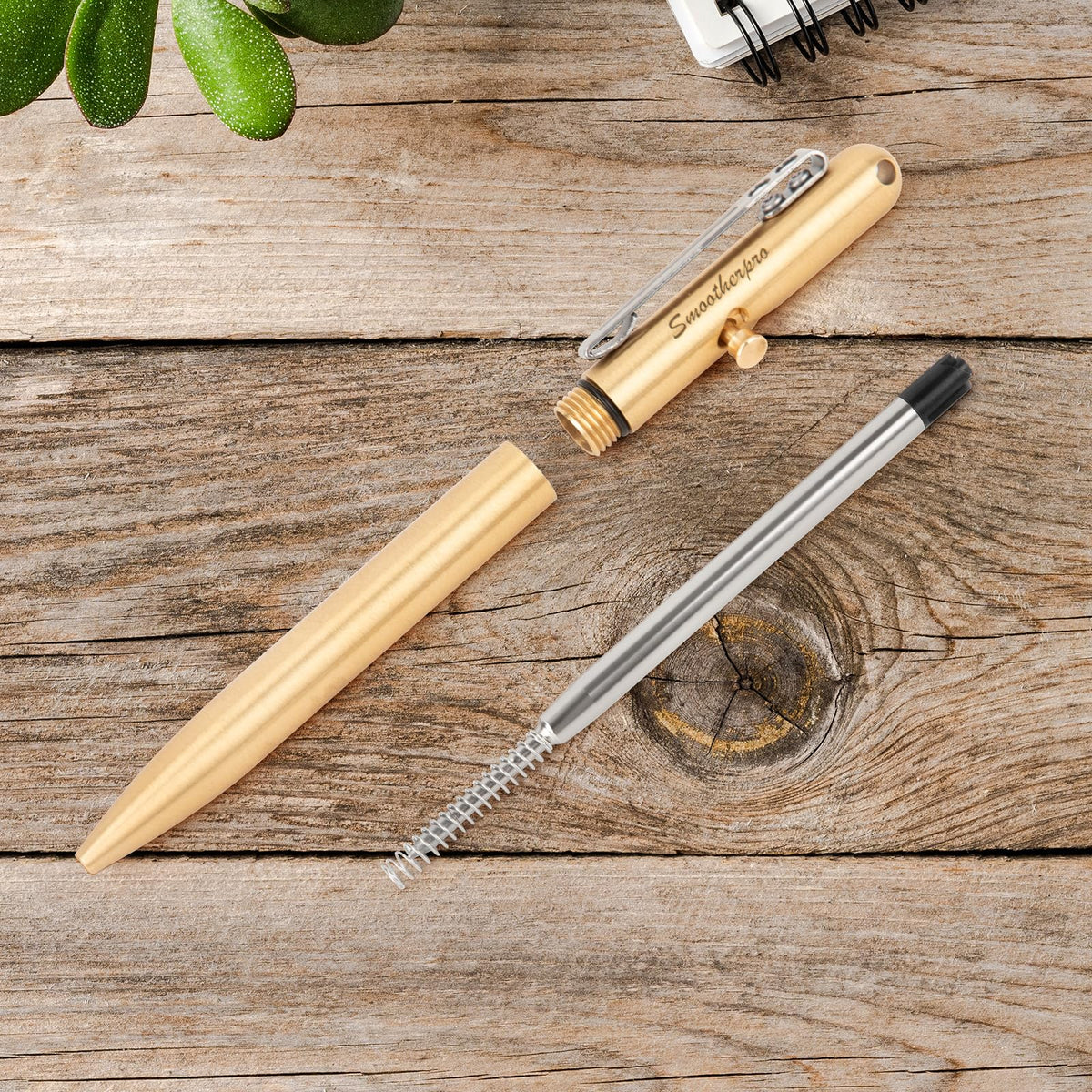 SMOOTHERPRO Solid Brass Bolt Action Pen，Compatible with Parker Refill